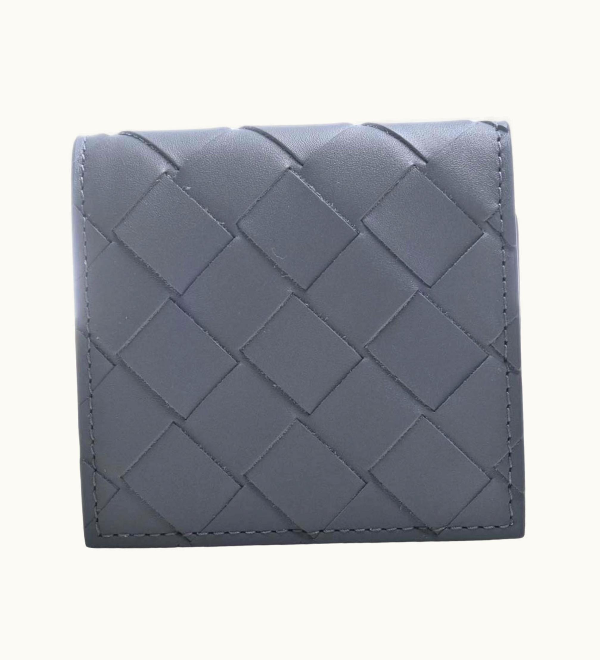 Bottega Veneta Bottega Veneta Intrecciato Leather Coin Case Gray Women's