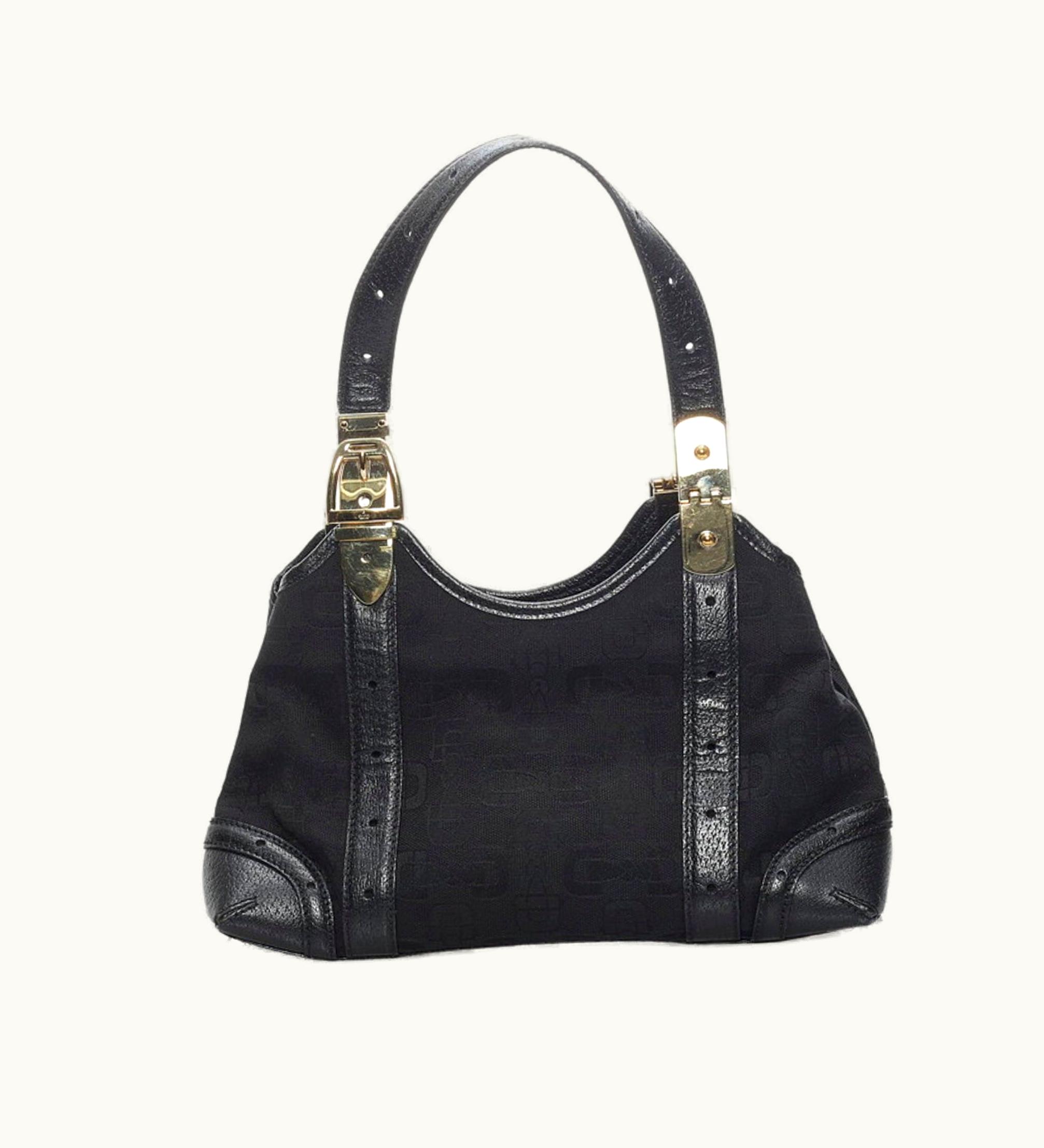 Gucci Gucci Horsebit Handbag 145761 Black Canvas Leather Ladies Gucci