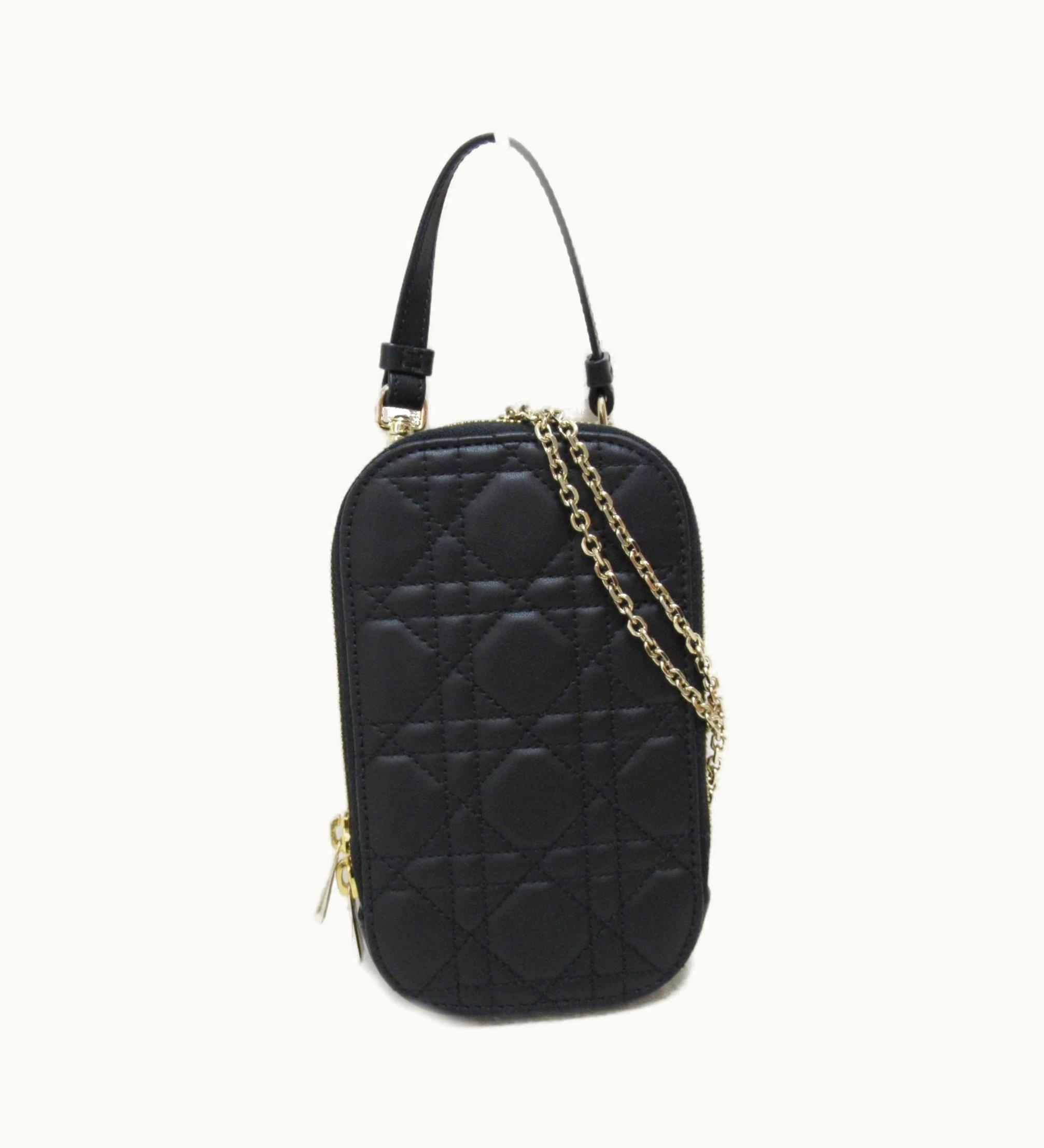 Dior Dior Phone Shoulder Bag Black Leather