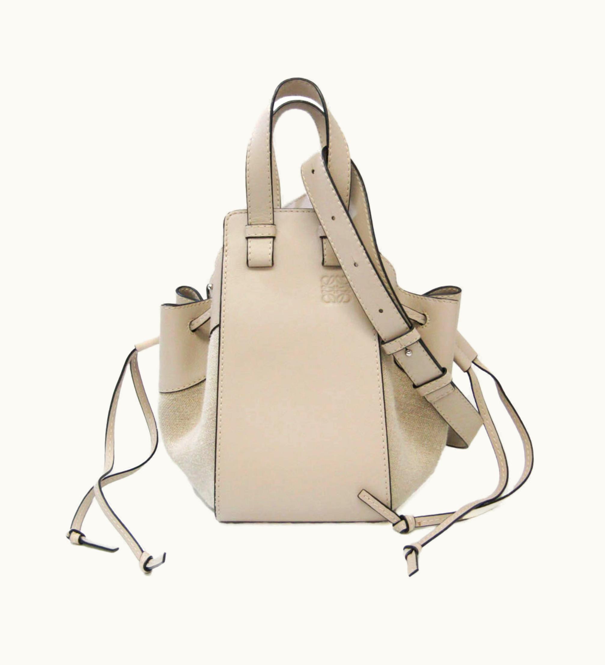 Loewe Loewe Hammock Drawstring Bag Small 314.39.Z95 Women's Leather, Linen Handbag, Shoulder Bag Gray Beige