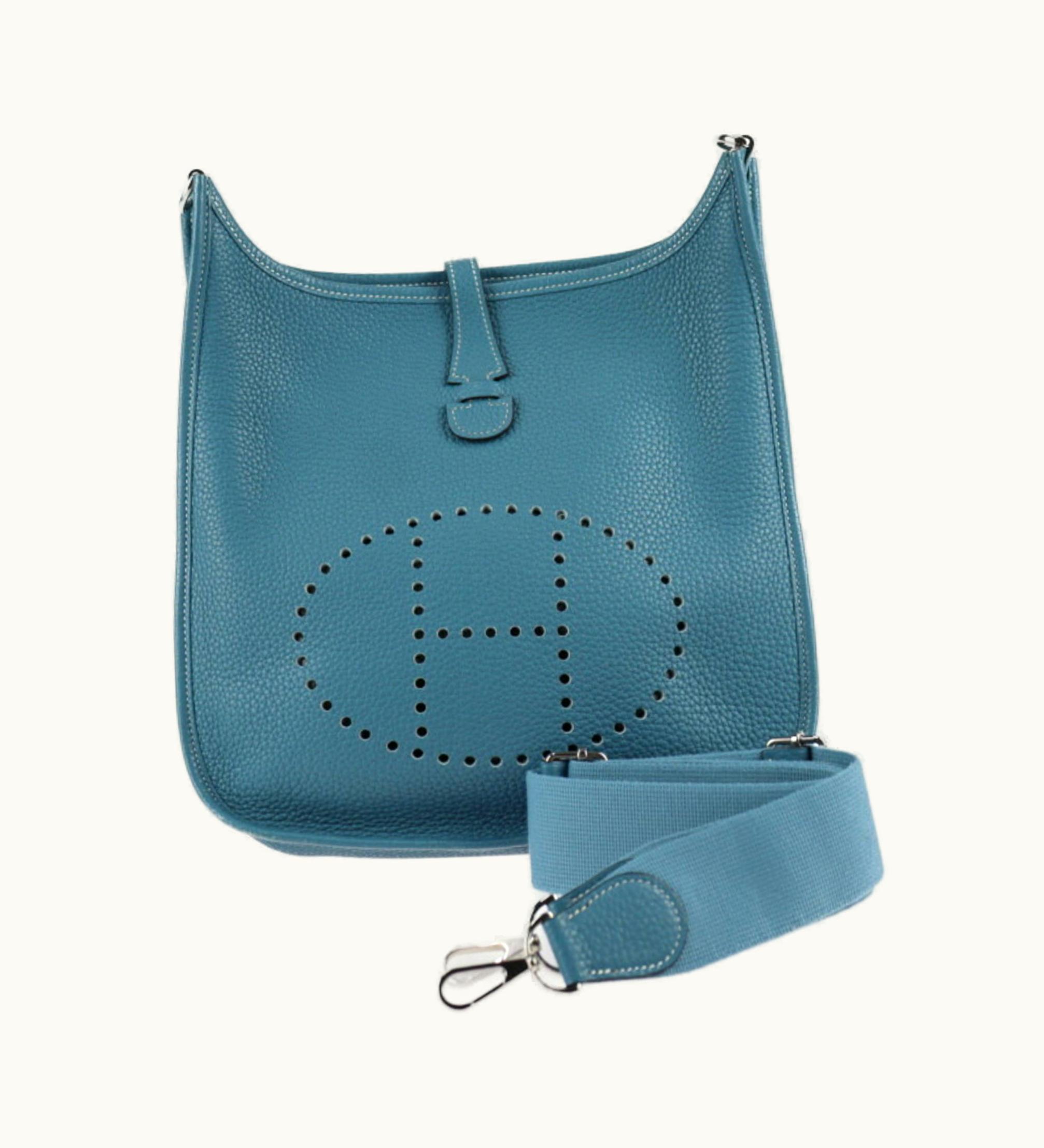 Hermès Hermès Evelyne 3 PM Trois Shoulder Bag Taurillon Clemence Blue Jean Silver Metal Fittings Q Stamp