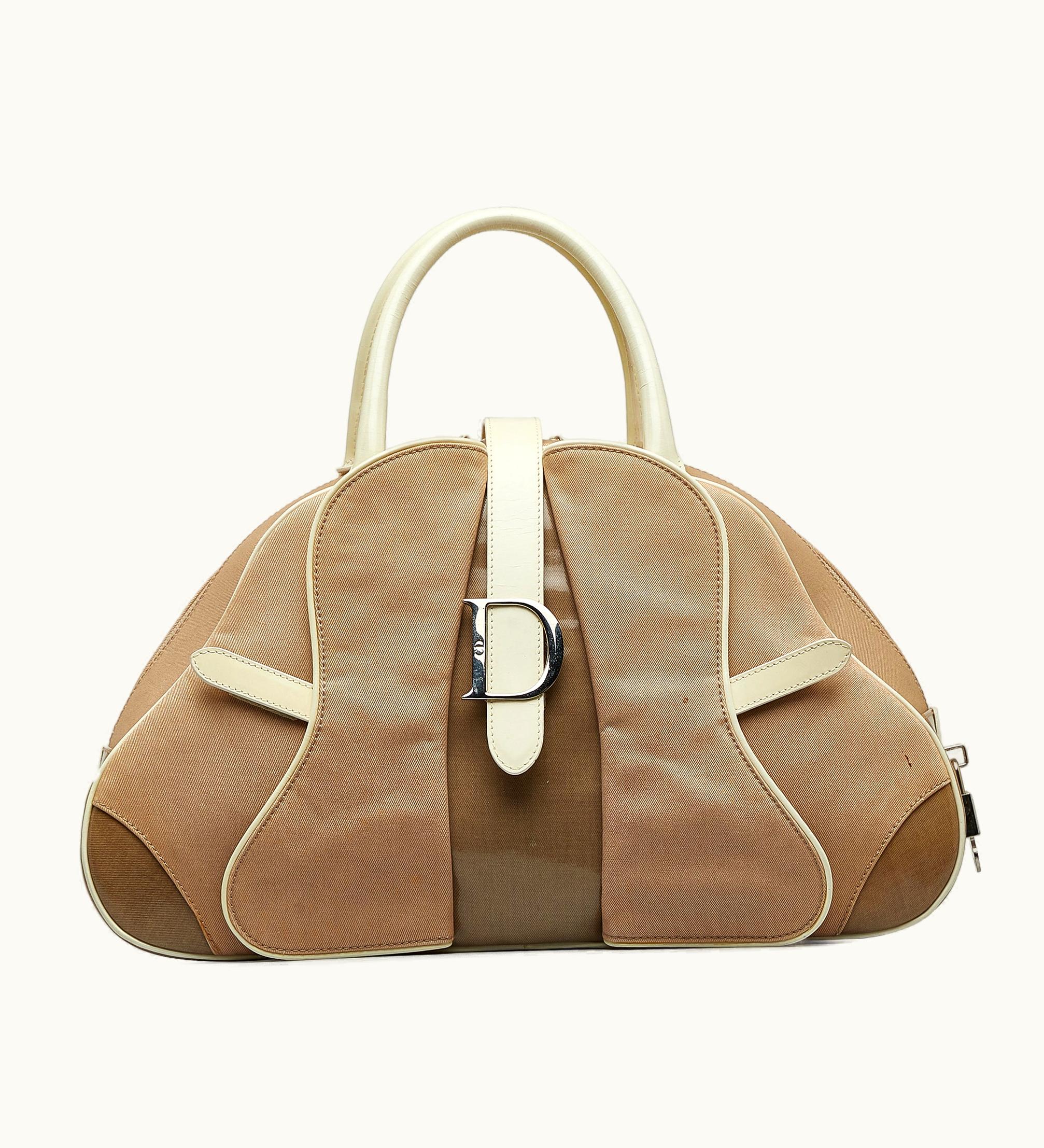 Dior Dior Canvas Double Saddle Bowler Handbag