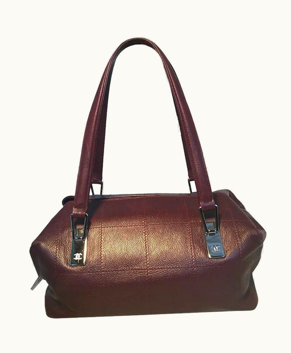 Chanel Chanel Quilted Burgundy Caviar Leather Square Shoulder Bag Tote