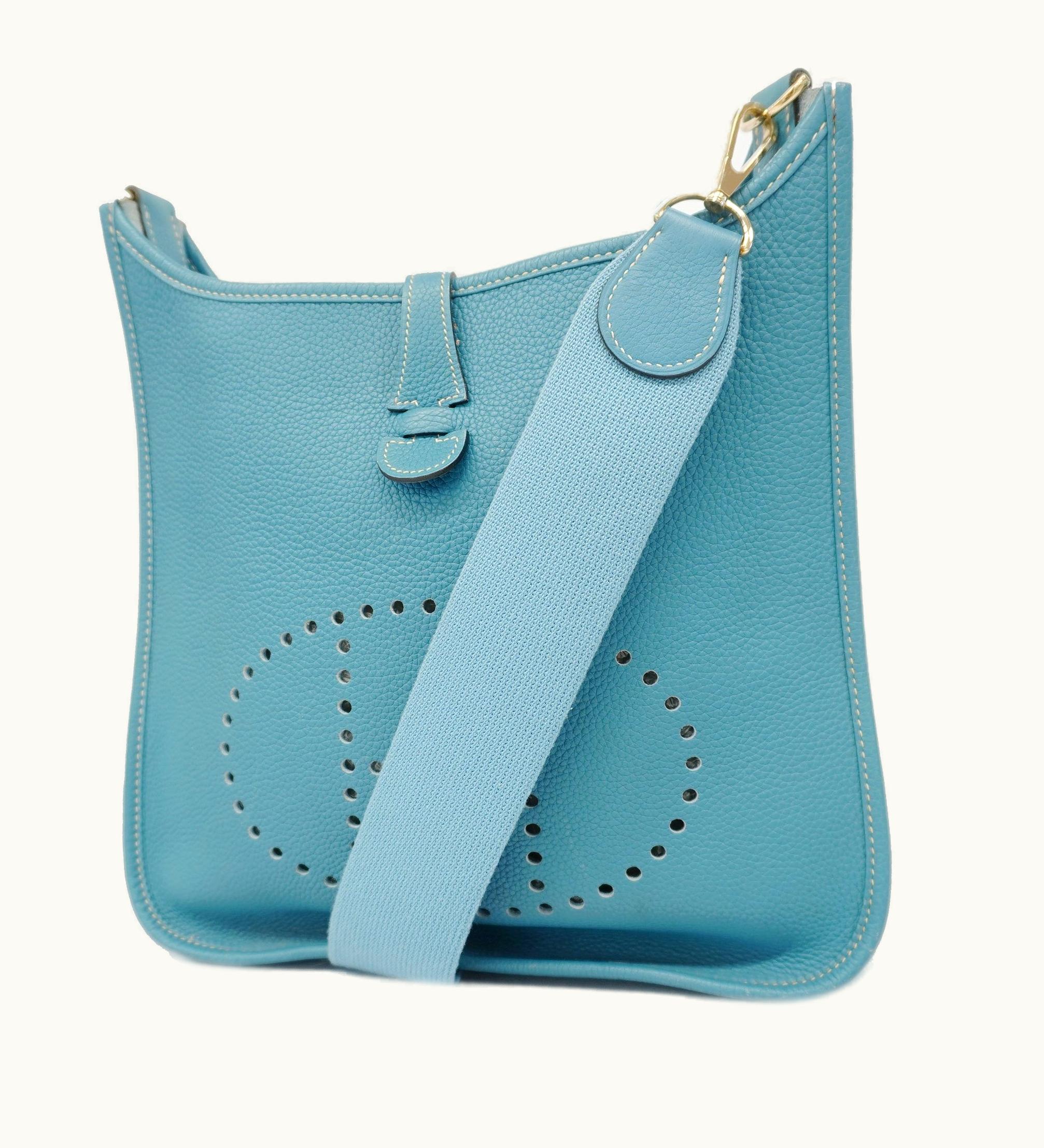 Hermès Hermès   Evelyne Evelyne 1 H Stamp Togo Leather Shoulder Bag Blue Jean