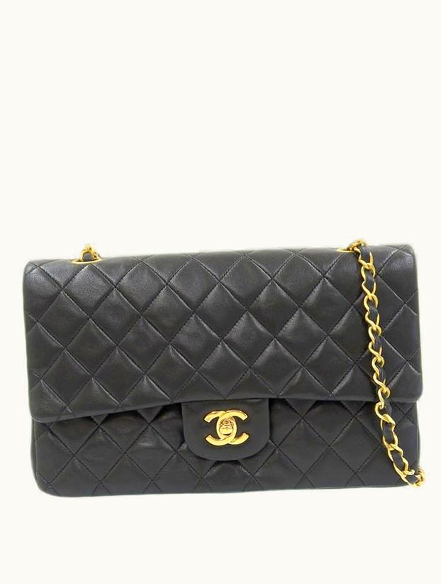 Chanel Chanel Around 1990 Made Classic Flap Chain Bag 25Cm Black