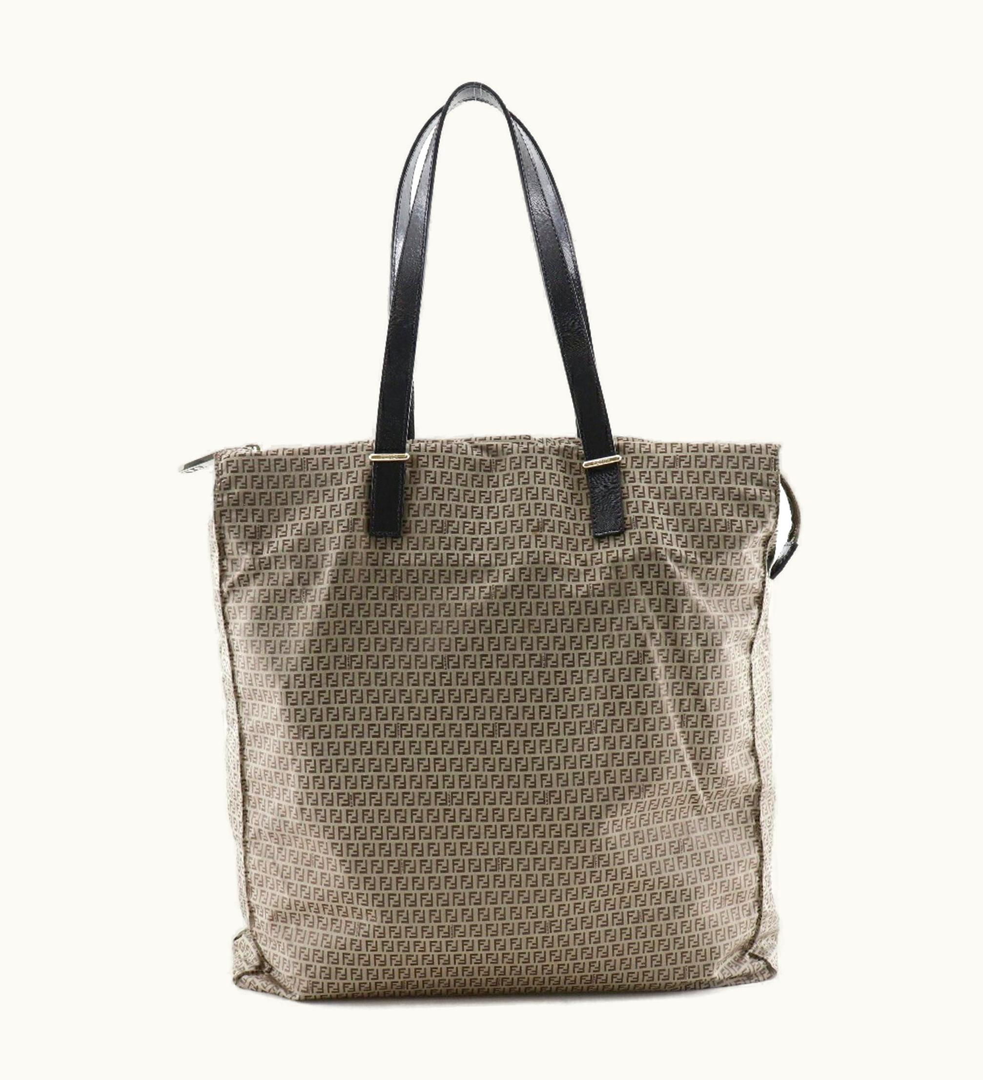 Fendi Fendi Micro Zucchini Tote Bag Nylon X Calf Brown Women's