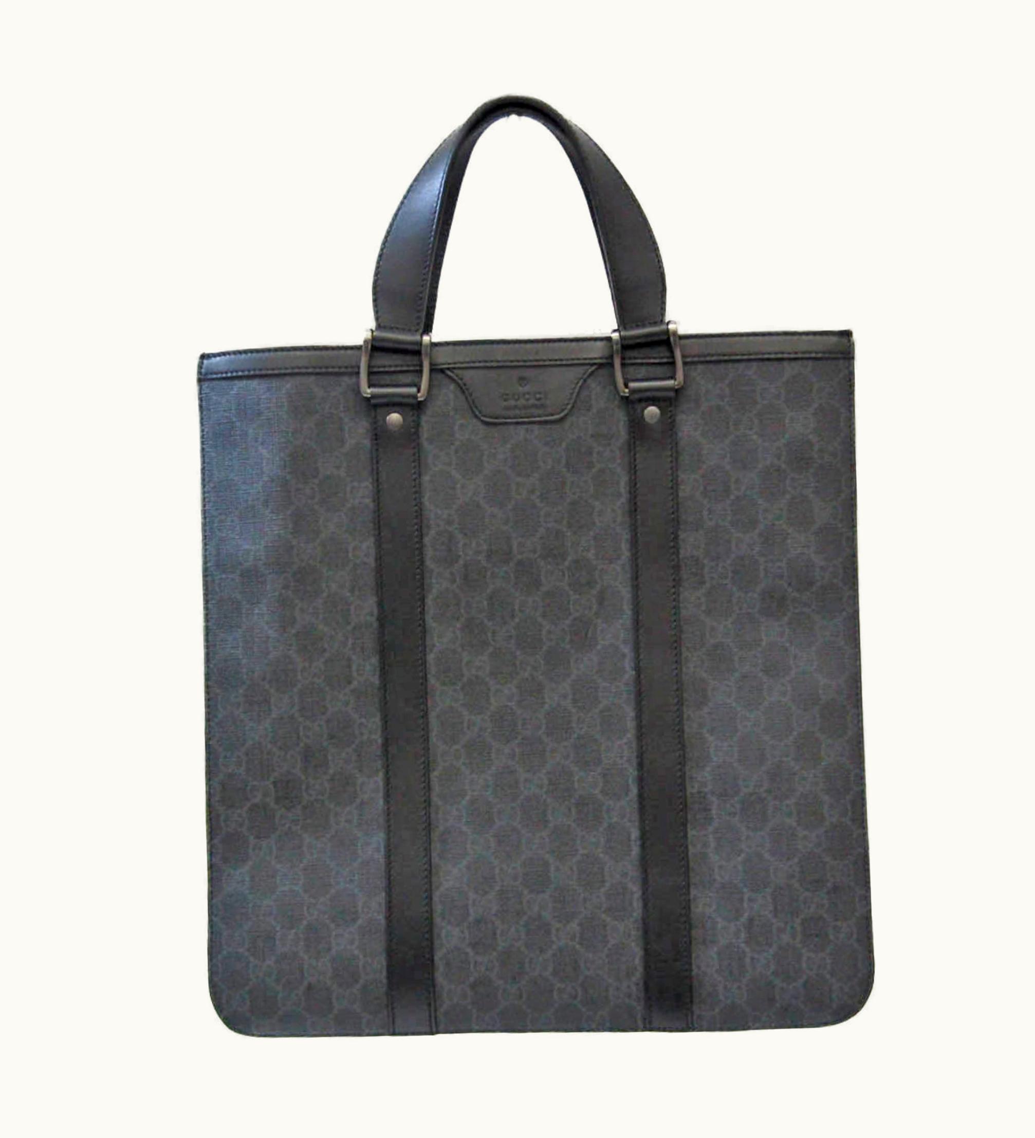 Gucci Gucci GG Supreme 322072 Men's Coated Canvas Handbag, Tote Bag Black, Dark Gray
