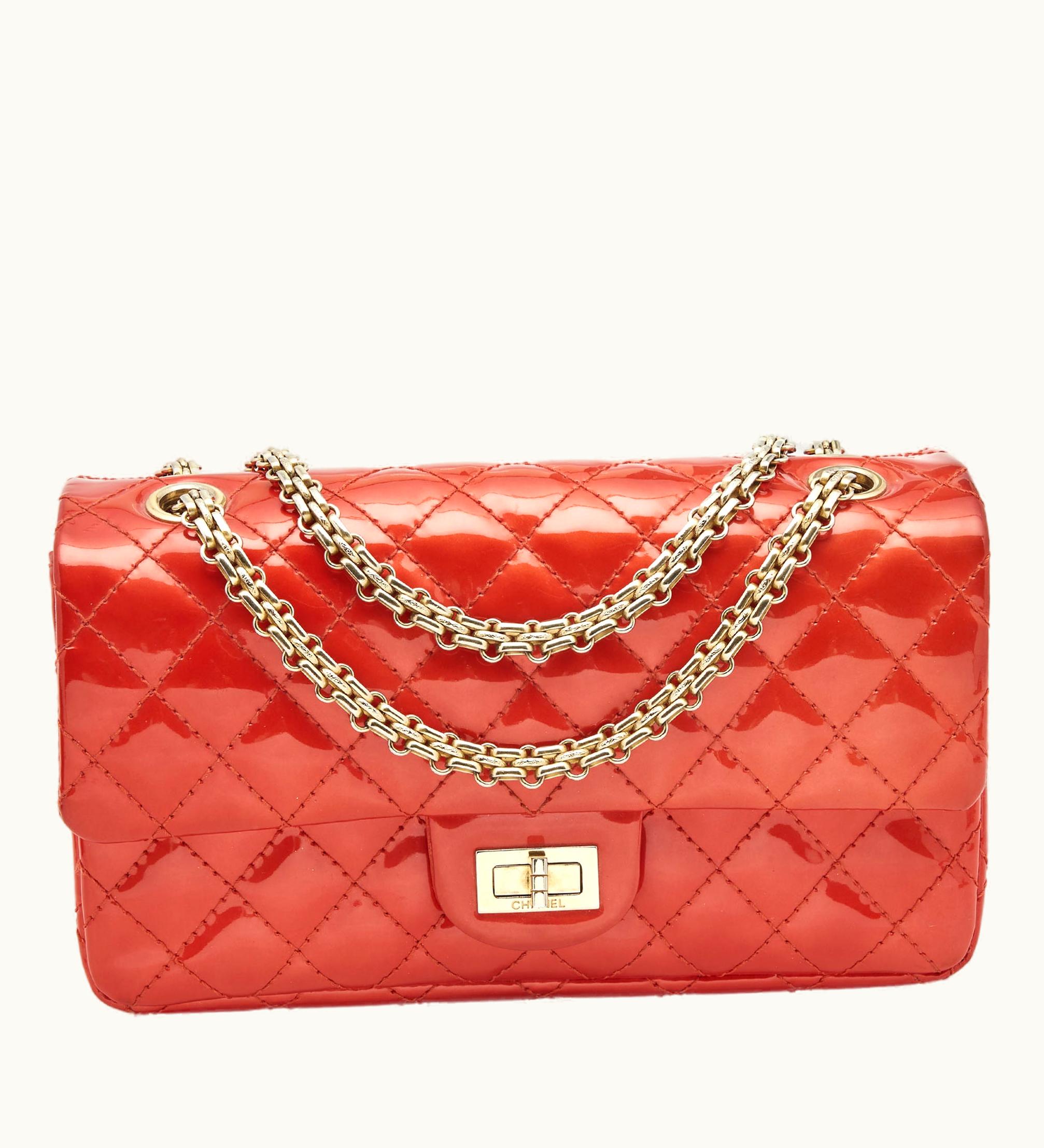 Chanel Chanel Red Patent Leather Reissue Double Compartment Flap Bag