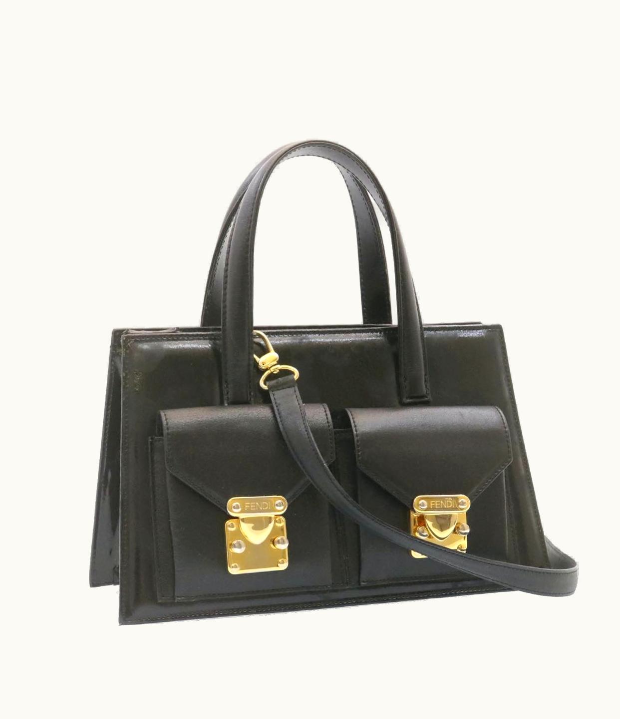 Fendi Fendi 2Way Hand Shoulder Bag Leather Black