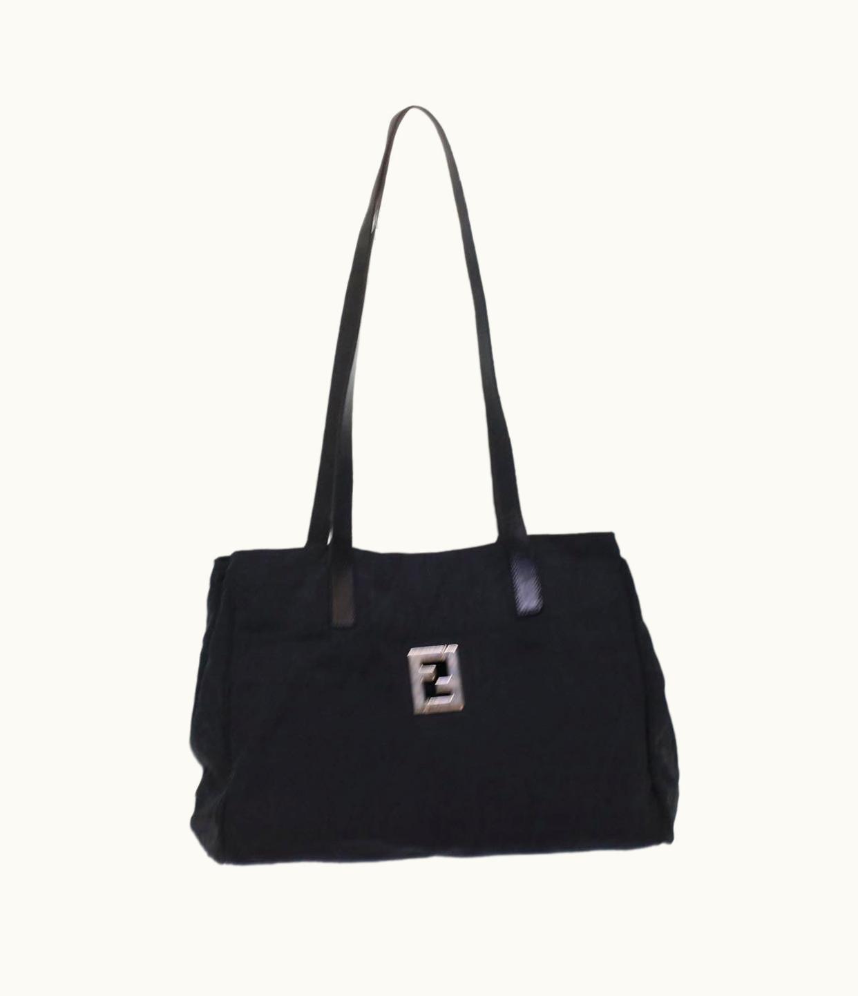 Fendi Fendi Zucca Canvas Shoulder Bag Nylon Leather Black