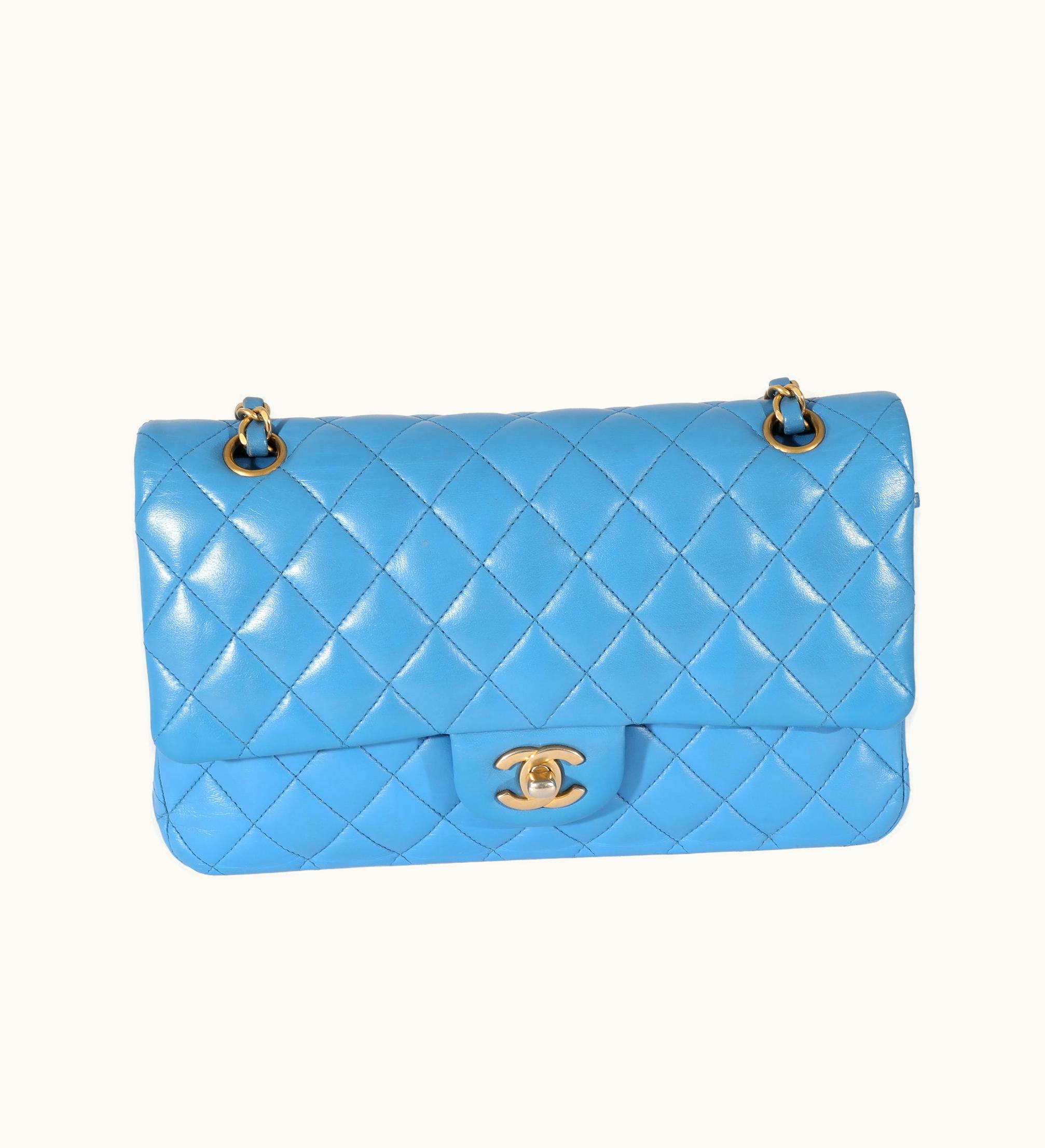 Chanel Chanel Double Flap Bag Medium Lambskin Blue