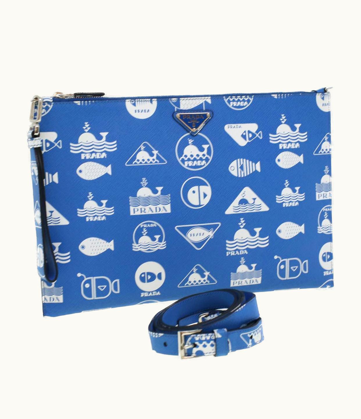 Prada Prada Shoulder Bag Safiano Leather Light Blue