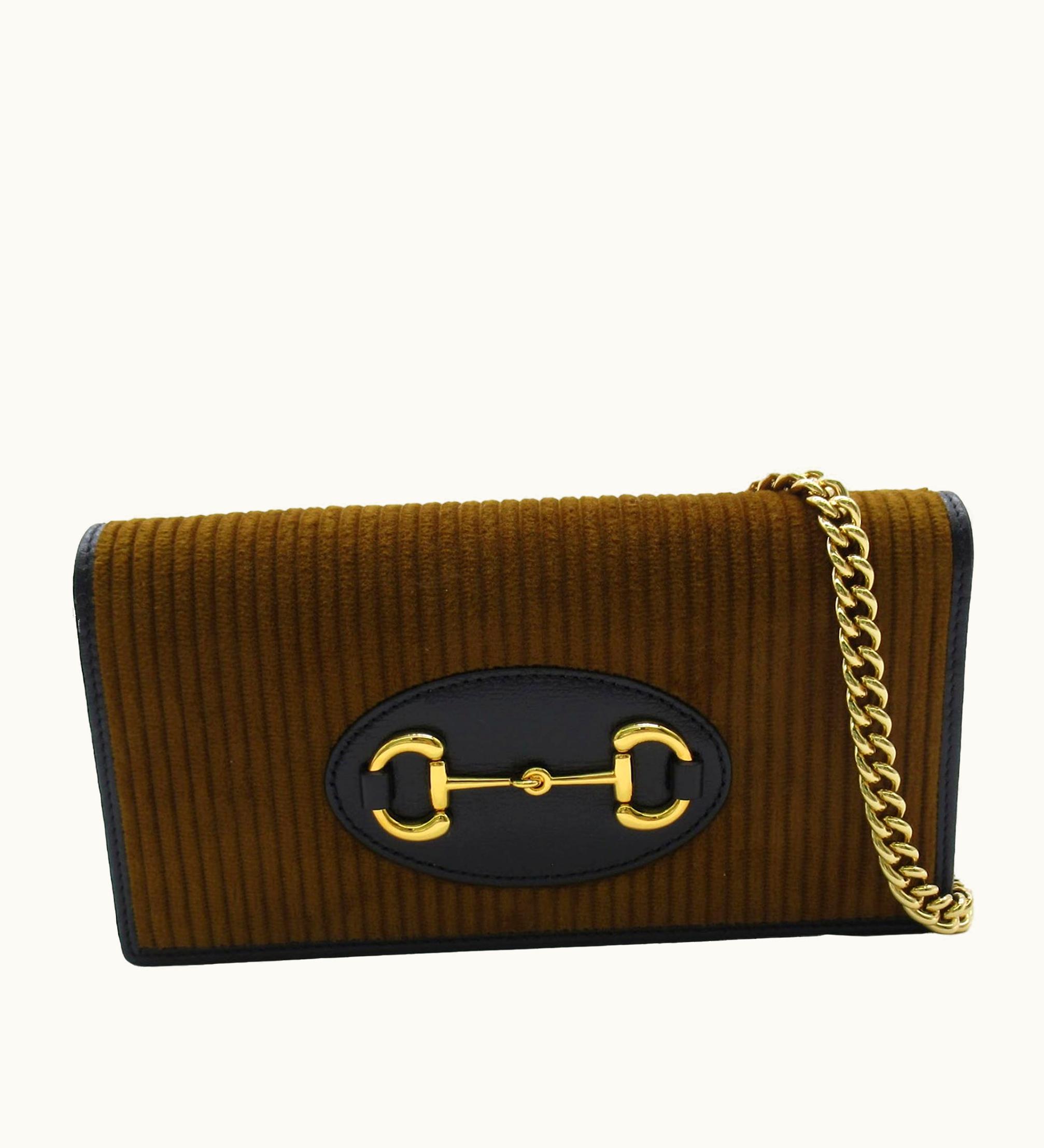 Gucci Gucci Corduroy Horsebit 1955 Wallet On Chain Crossbody Bag