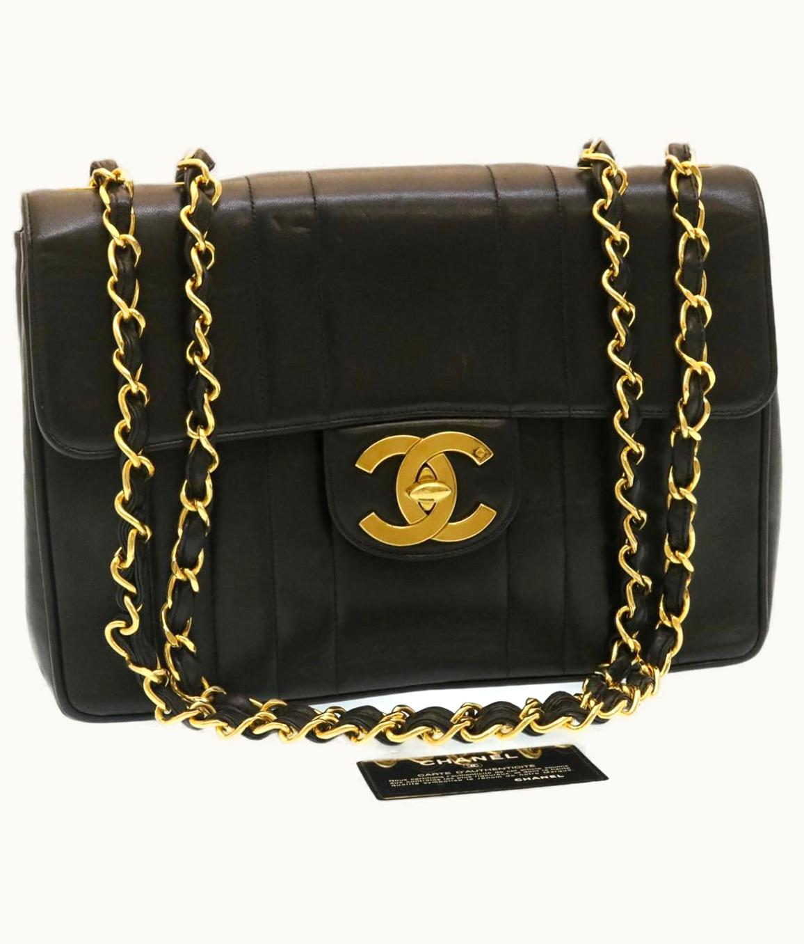 Chanel Chanel Mademoiselle Big Coco Mark Chain Shoulderbag Lamb Skin Black