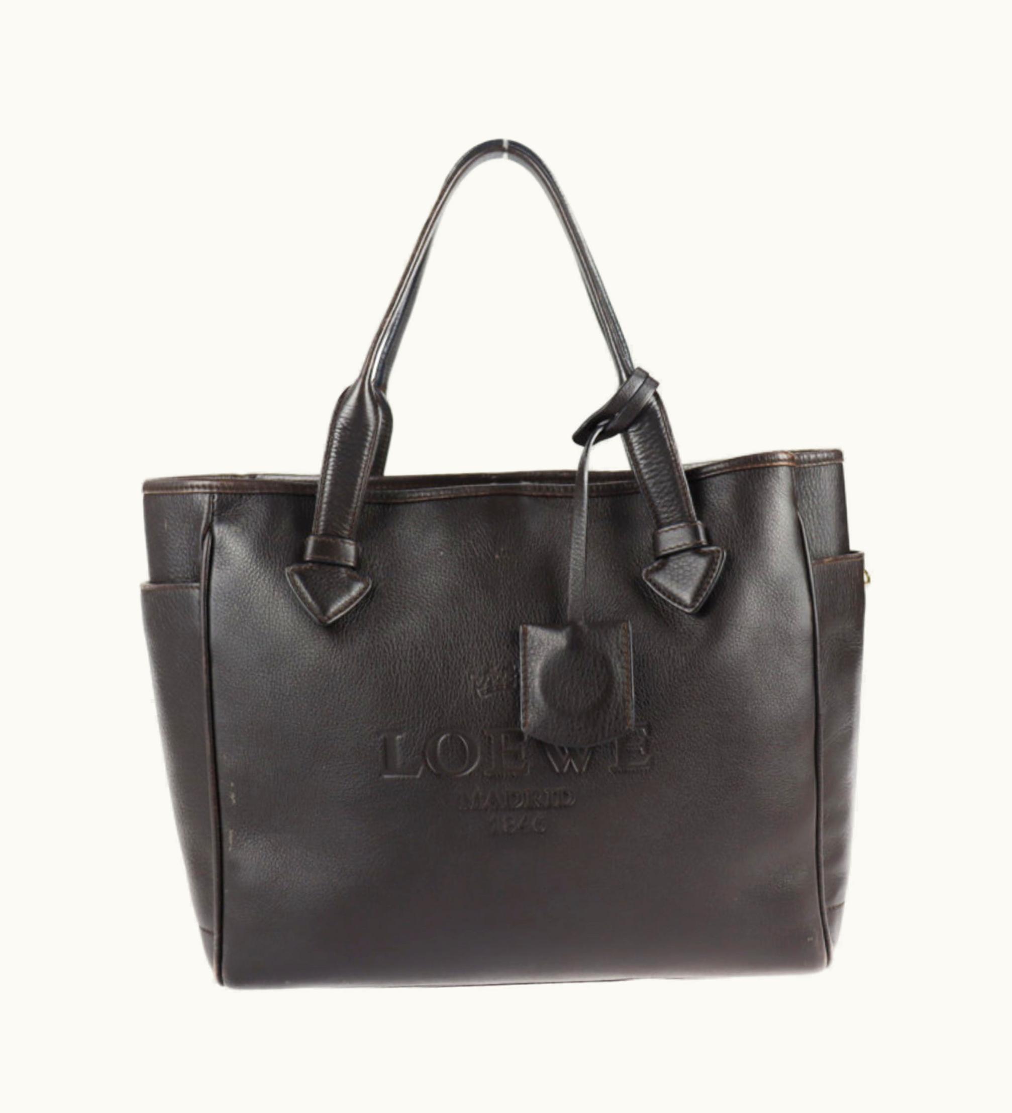 Loewe Loewe Heritage Tote Bag 377 79 751 Leather Dark Brown