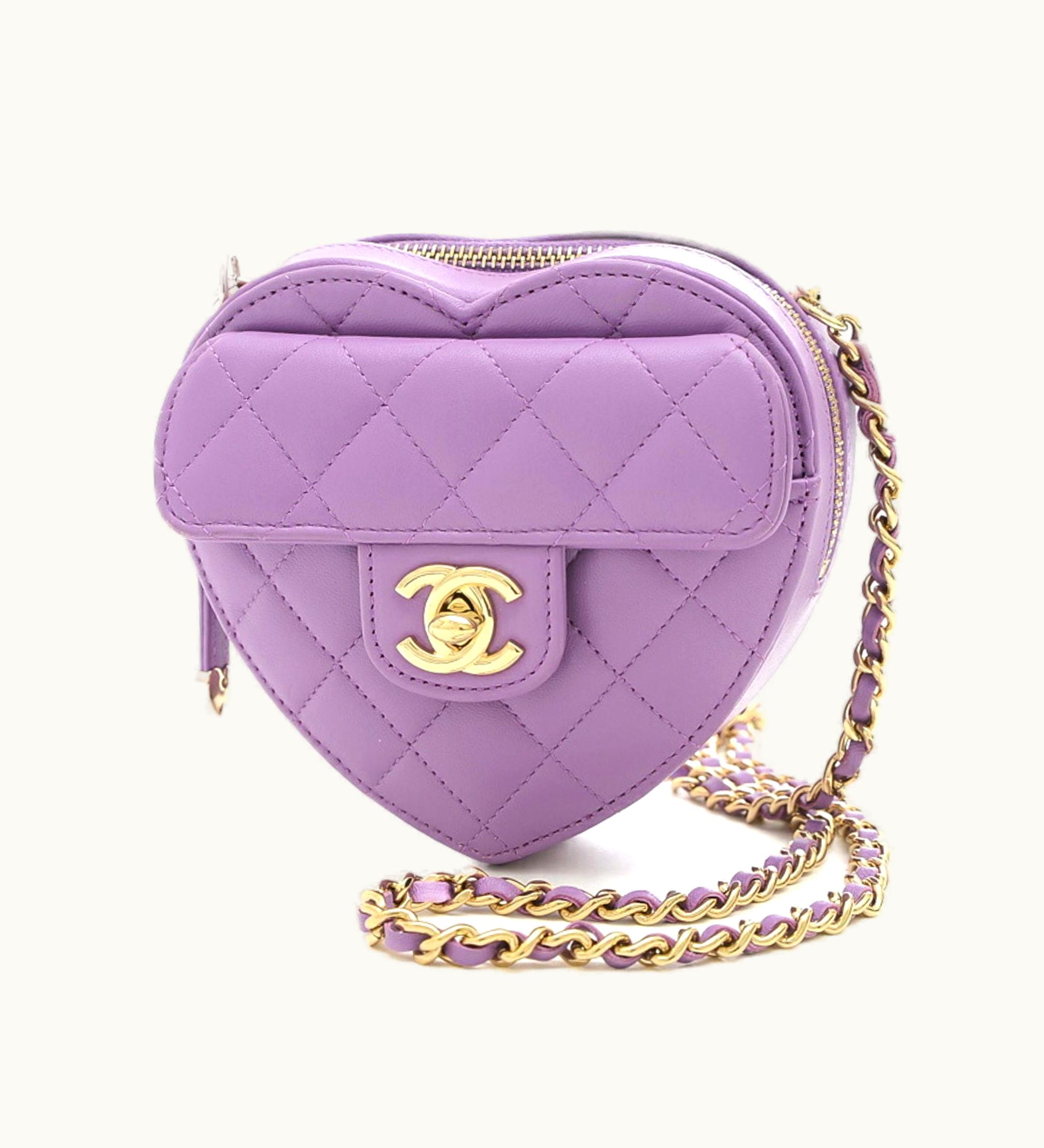 Chanel Chanel Matelasse Heart Chain Shoulder Bag Lambskin Purple Ap2784