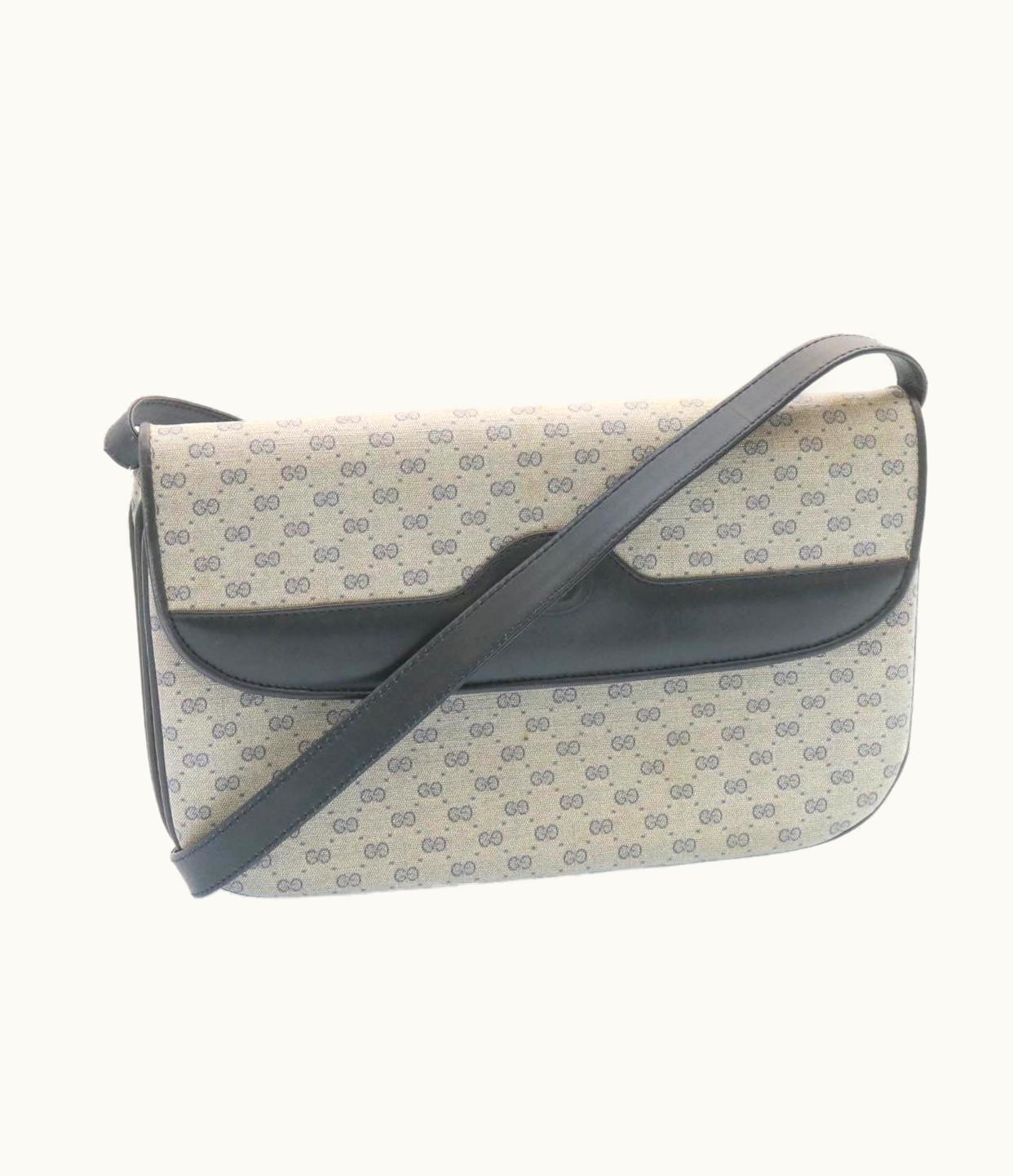 Gucci Gucci Micro GG Canvas Shoulder Bag Navy