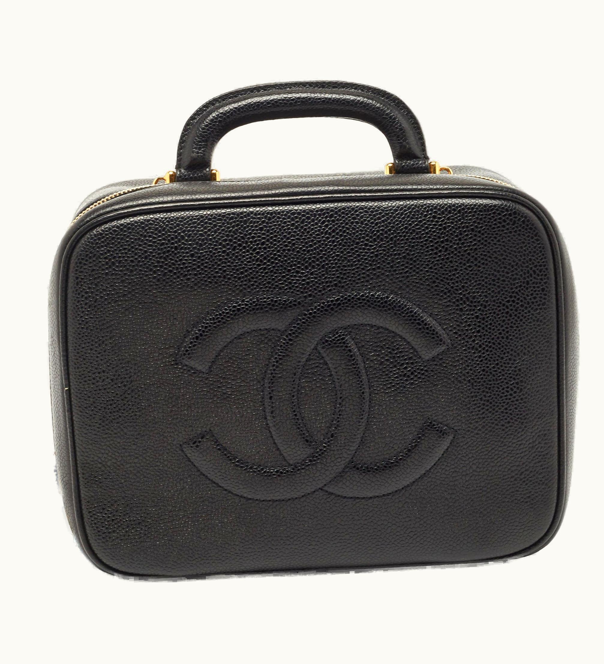 Chanel Chanel Black Caviar Leather Vintage CC Timeless Vanity Top Handle Bag