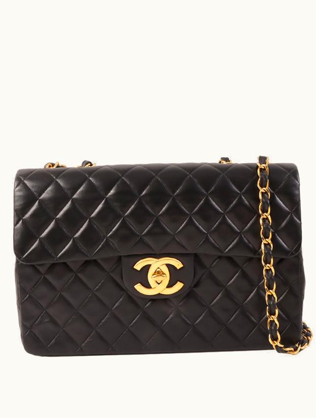 Chanel Chanel Around 1992 Made Classic Flap Chain Bag Maxi Black