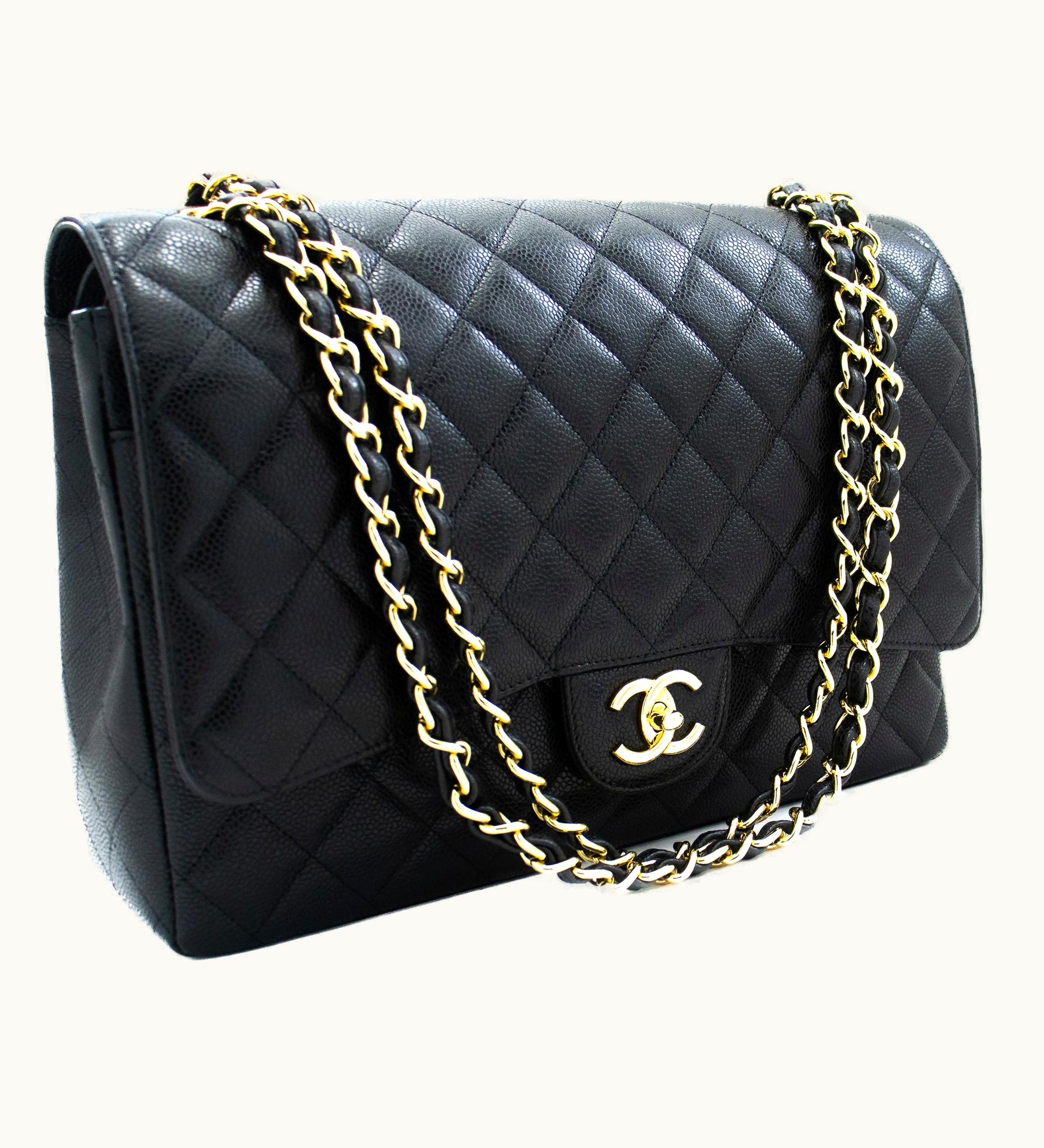 Chanel Chanel Maxi Classic Handbag Grained Calfskin Double Flap Chain Shoulder Bag