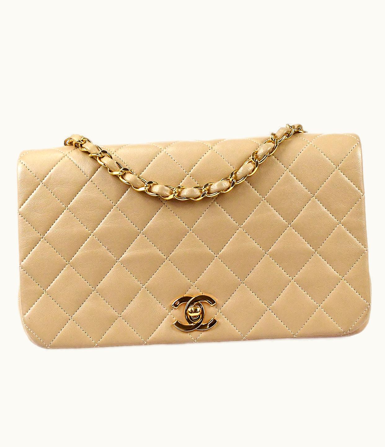 Chanel Chanel 1986-1988 Full Flap Small Beige Lambskin 97831