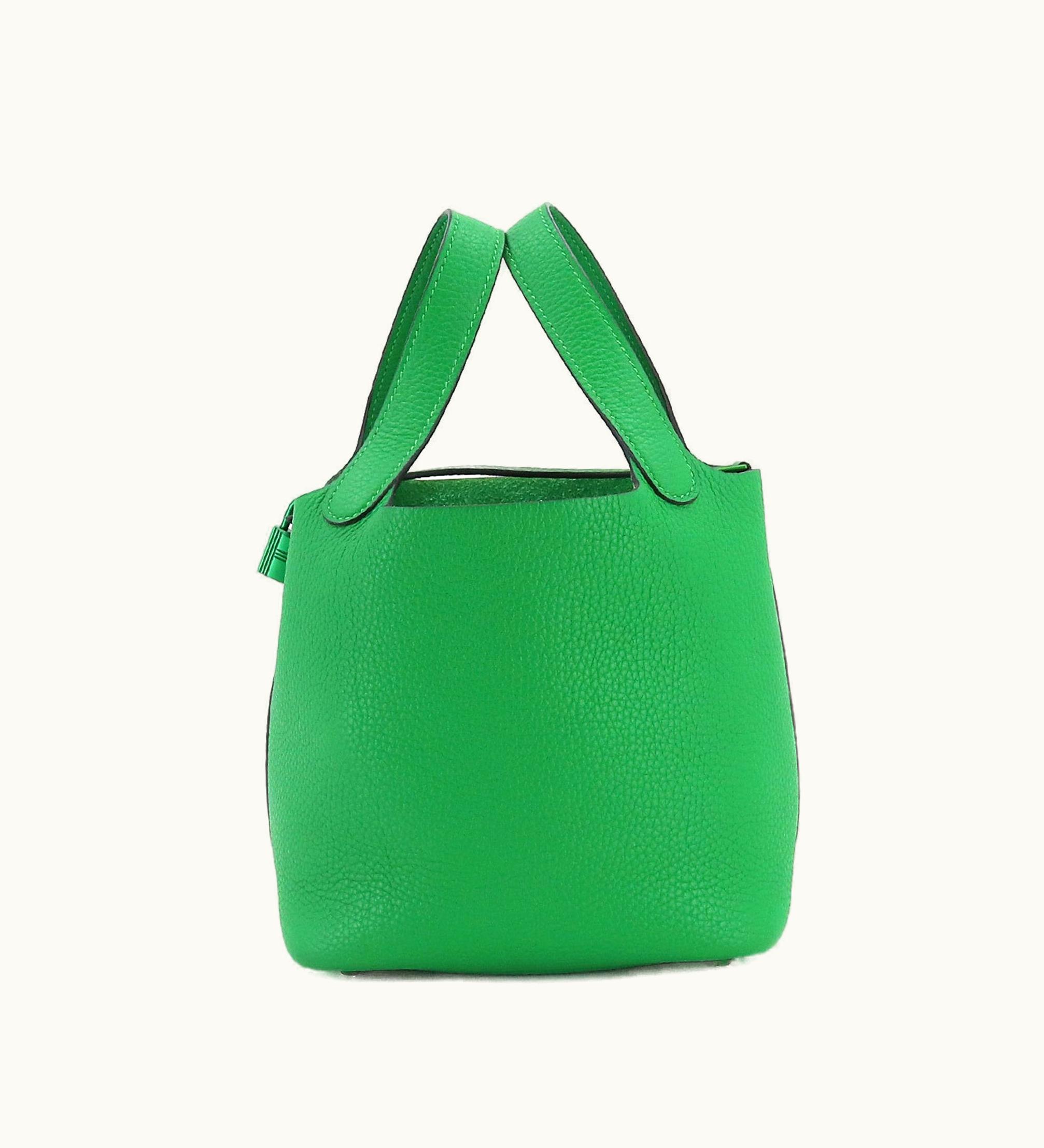 Hermès Hermès Picotin Lock PM Green Taurillon Clemence Leather Handbag