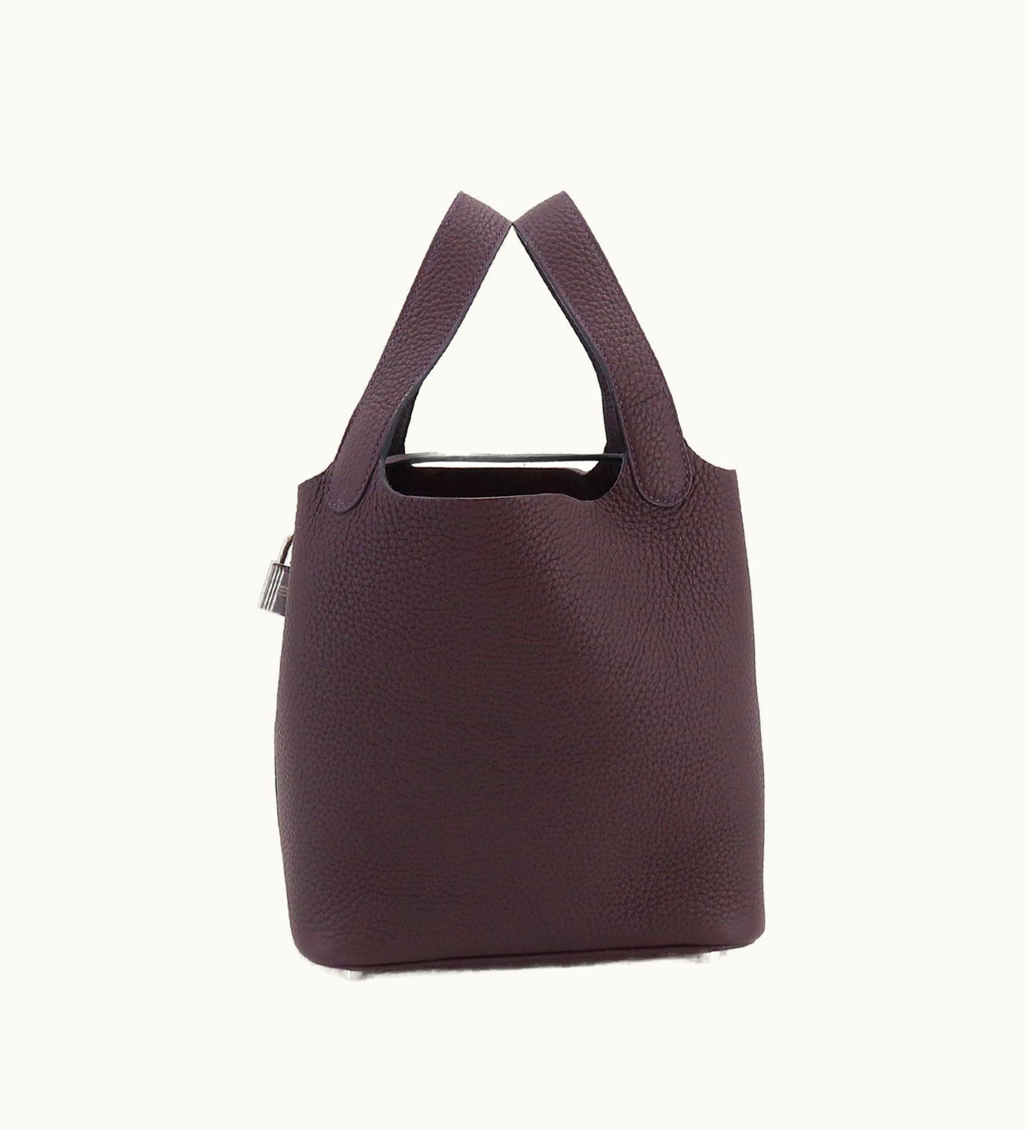 Hermès Hermès Picotin Lock PM Hand Bag Taurillon Clemence Rouge Serie U Engraved Silver Metal Fittings