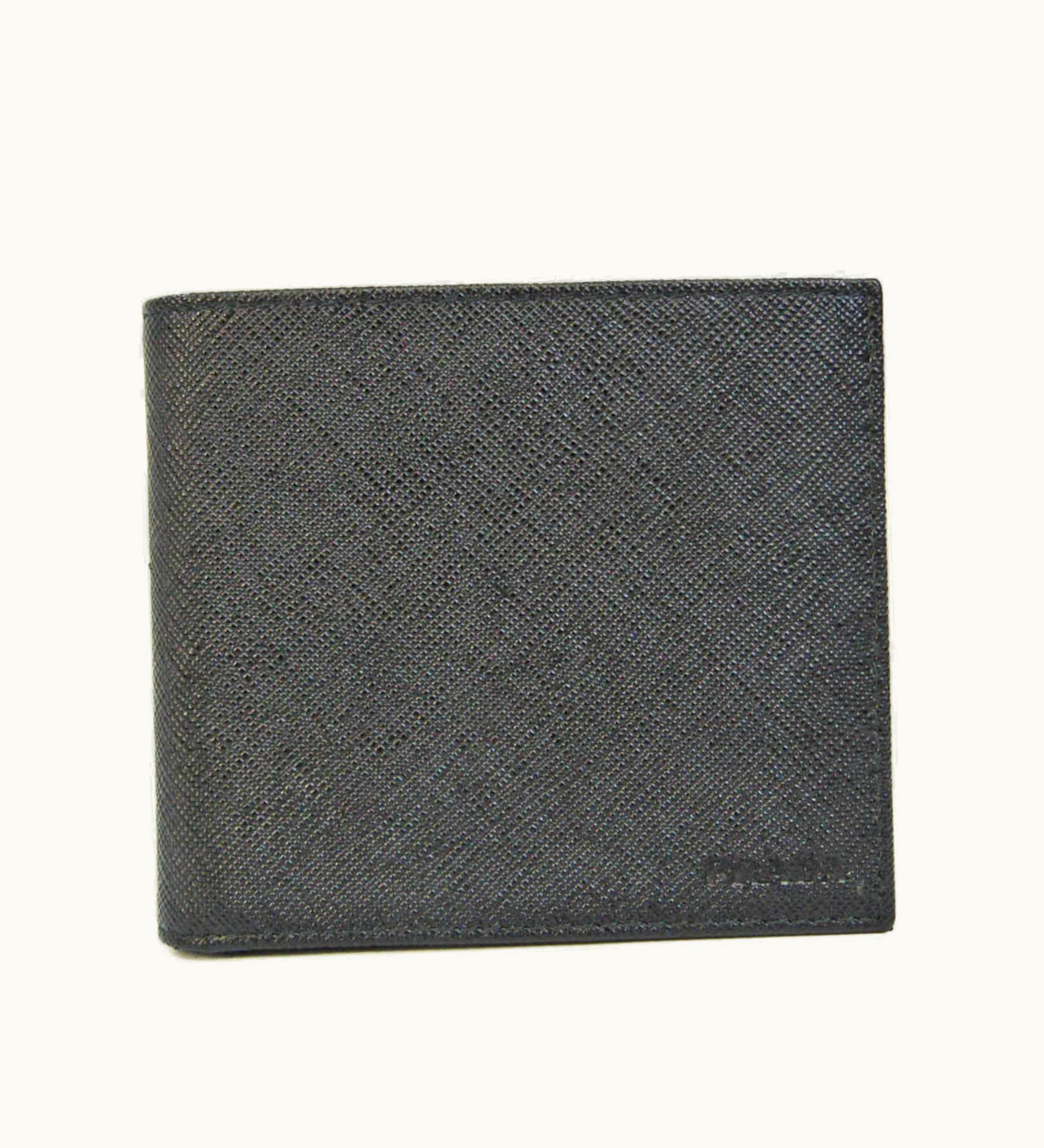 Prada Prada Saffiano 2Mo738 Men's Leather Wallet [Bi-Fold] Black