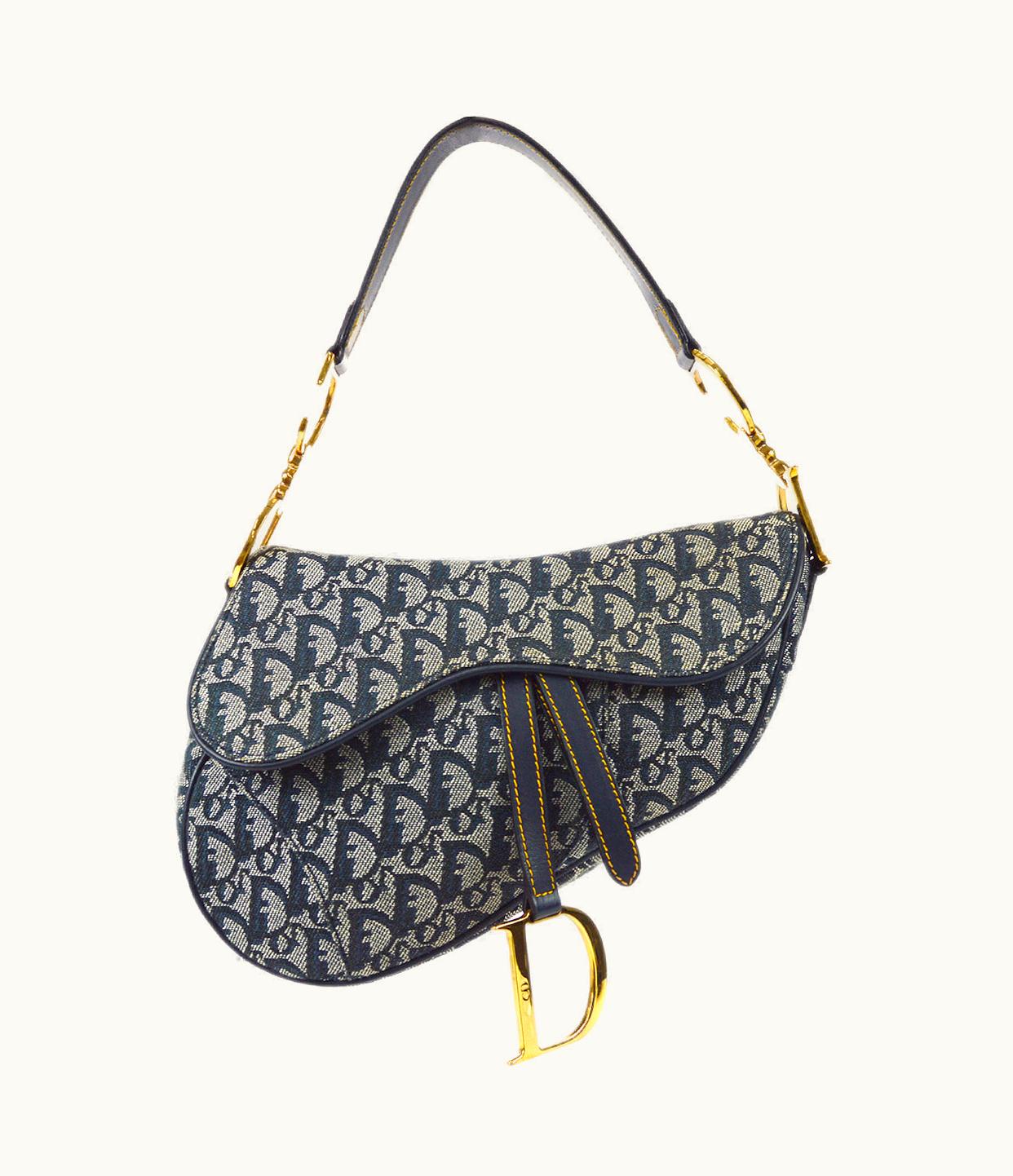 Dior Dior Christian Dior 2001 Trotter Saddle Bag Medium Navy 67967