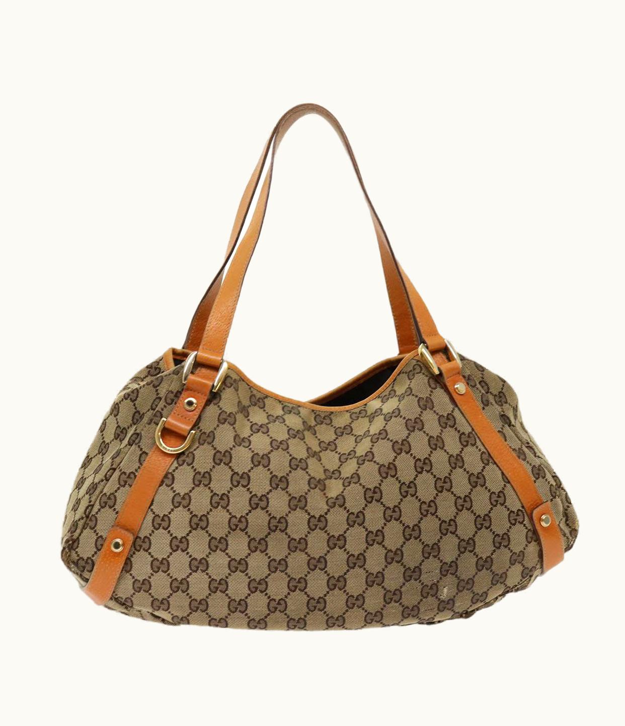 Gucci Gucci GG Canvas Hand Bag Leather Brown