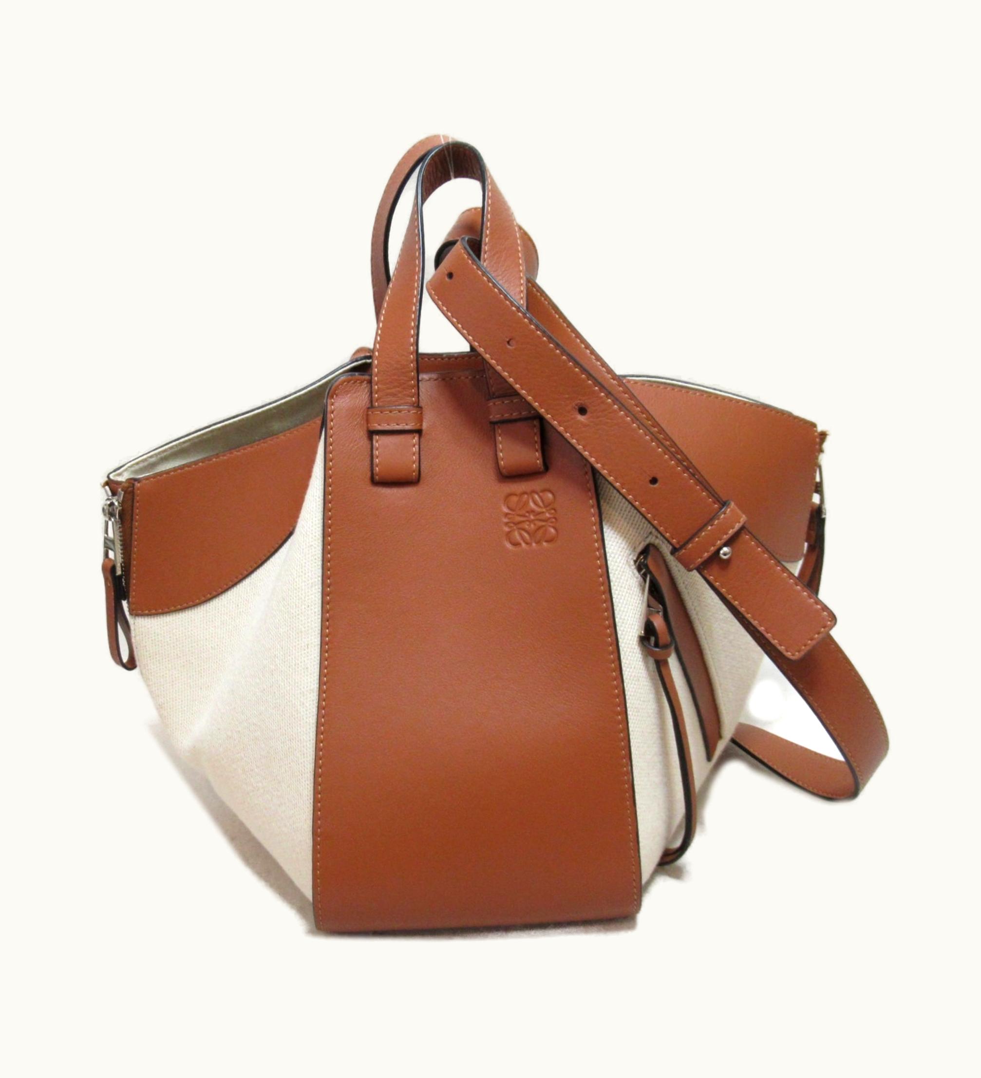 Loewe Loewe Hammock Medium 2Wayshoulder Bag Brown Natural Canvas Leather