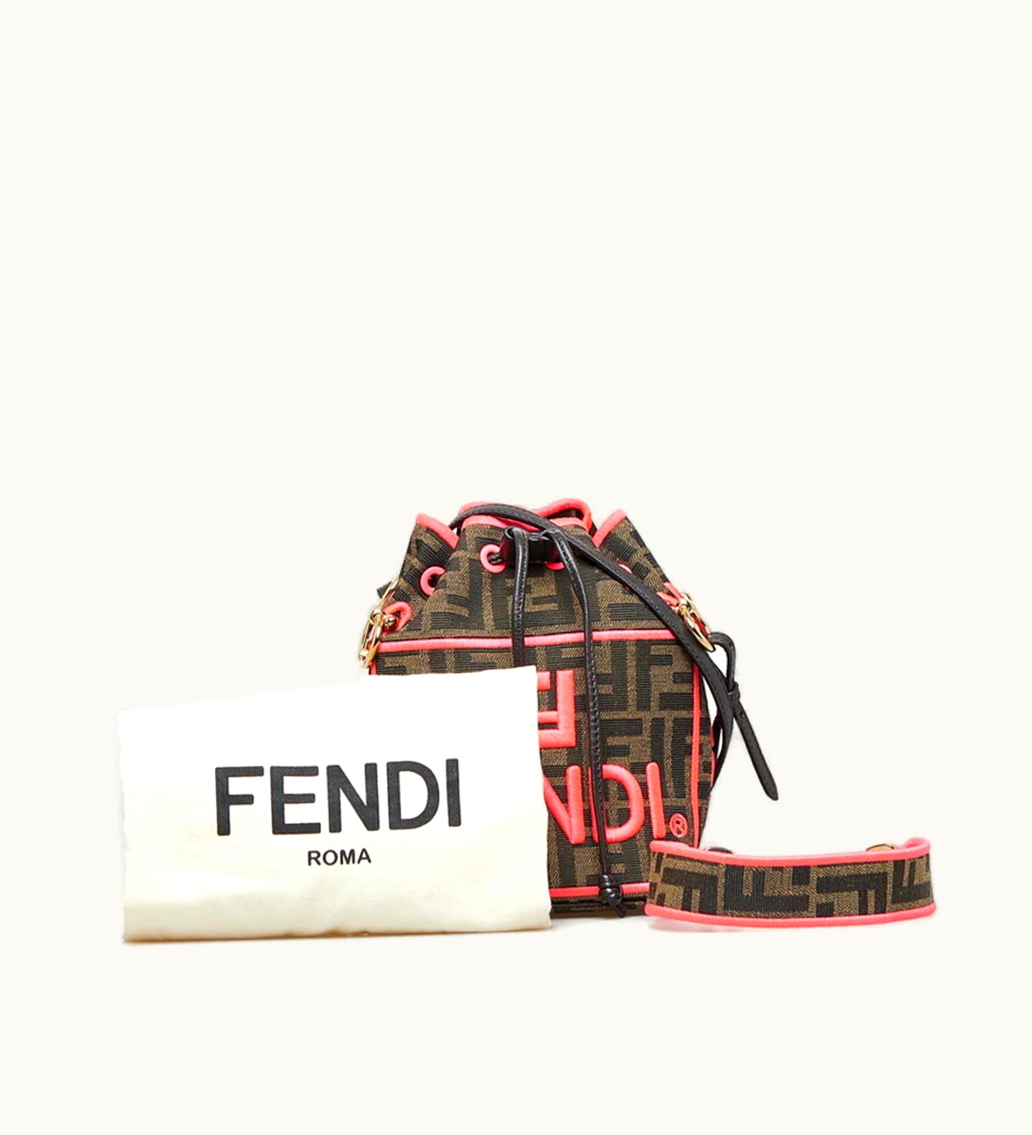 Fendi Fendi Zucca Montresor Shoulder Bag Handbag 8Bs010 Brown Pink Canvas Leather Ladies