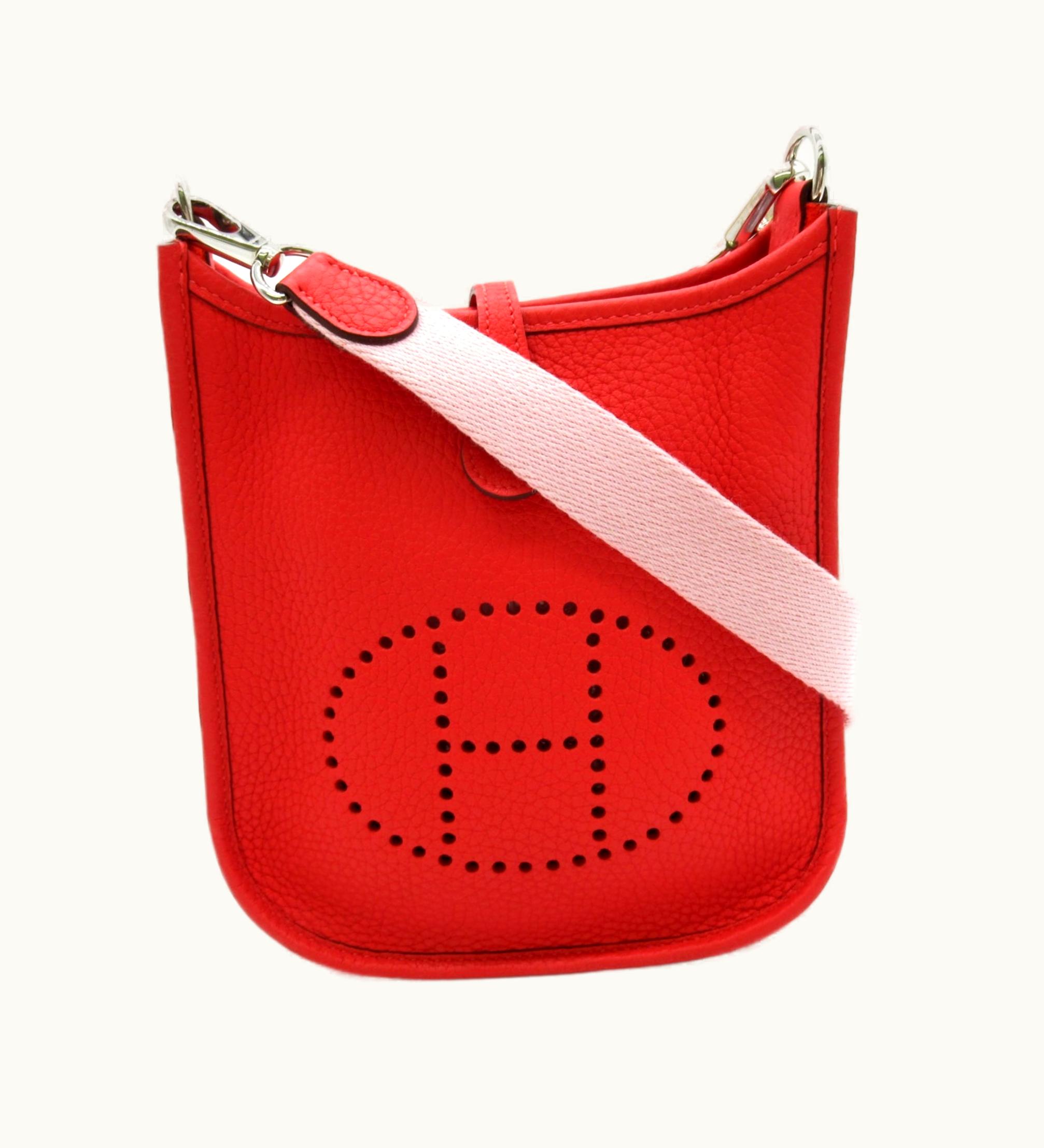 Hermès Hermès Evelyne Tpm Rouge Pivoanne Shoulder Bag Red Rouge Pivoanne Taurillon Clemence Leather