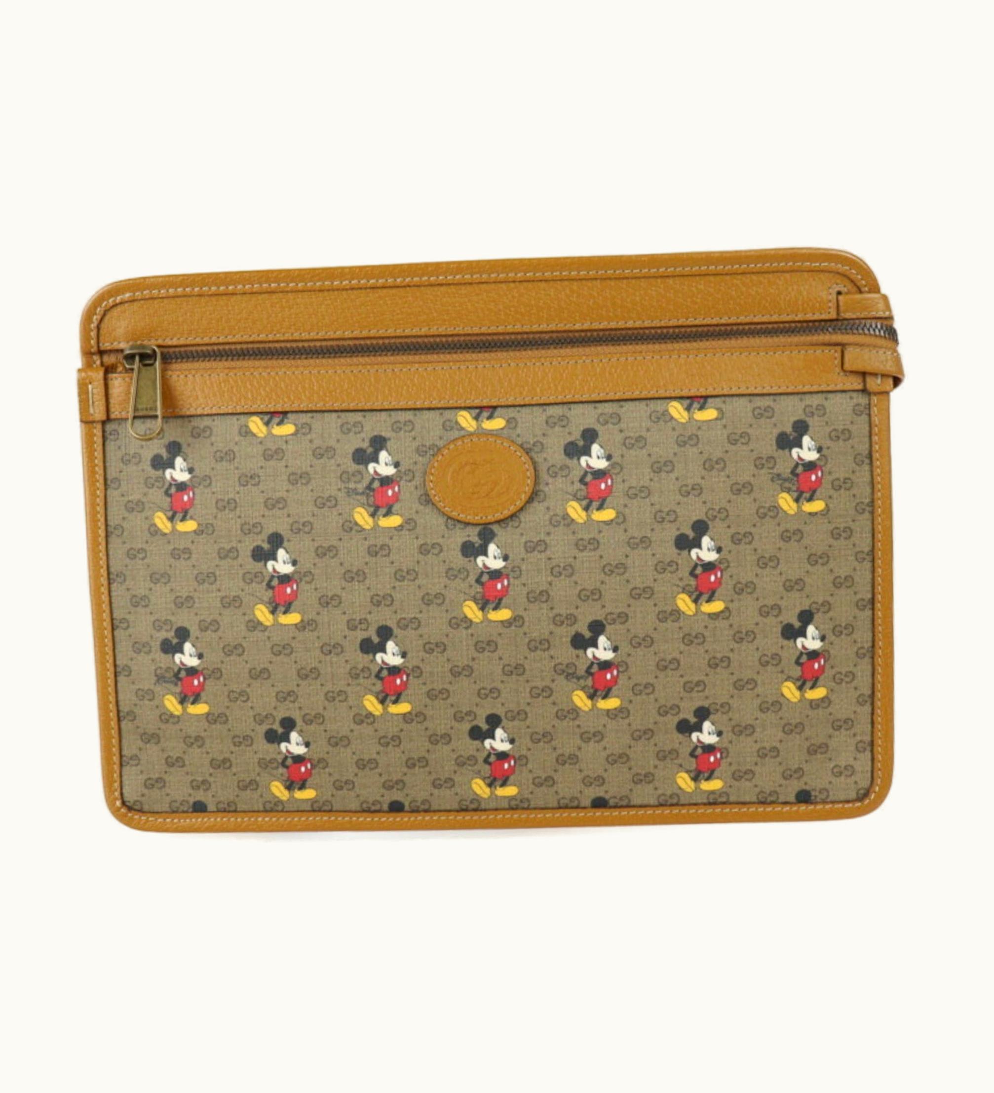 Gucci Gucci Mini GG Supreme Canvas Leather Brown Clutch Pouch