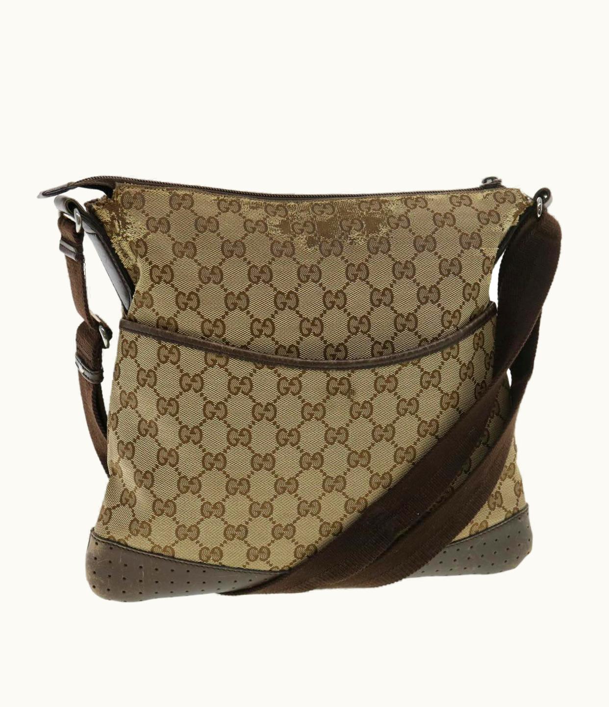 Gucci Gucci GG Canvas Shoulder Bag Beige 145857 Luxe Edition