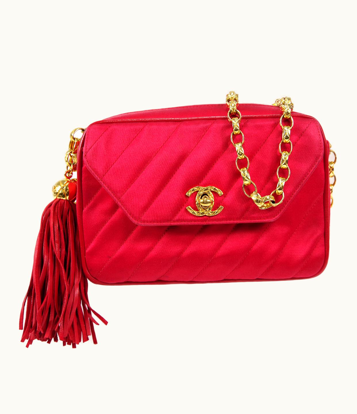 Chanel Chanel Bijou Chain Shoulder Bag Red Satin Ak38101I
