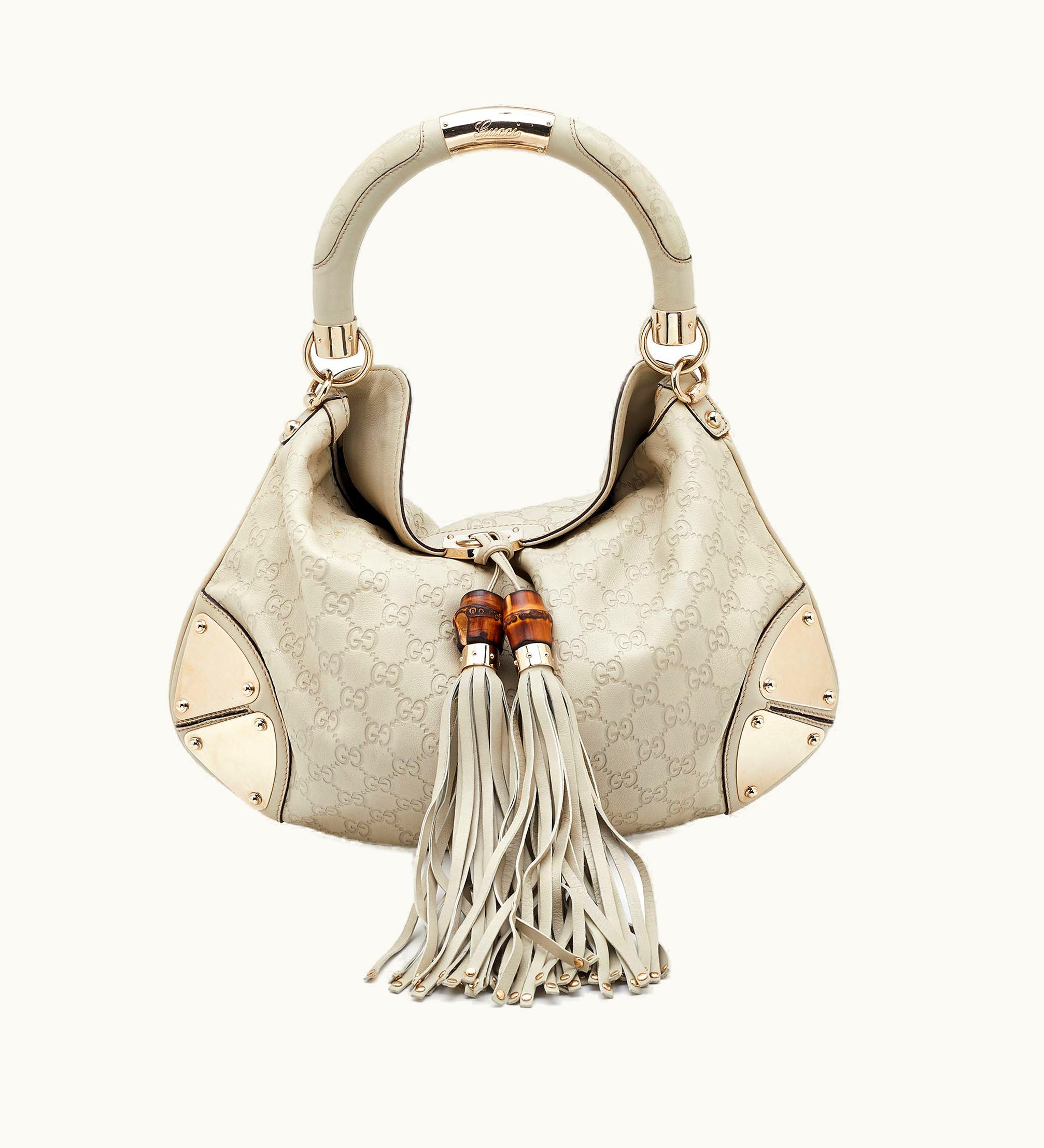 Gucci Gucci Cream Ssima Leather Medium Babouska Indy Hobo