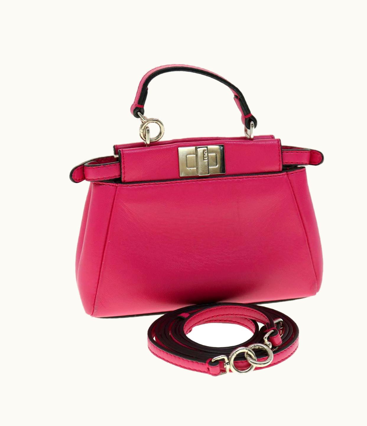 Fendi Fendi Micro Peek A Boo Hand Bag Leather 2Way Pink