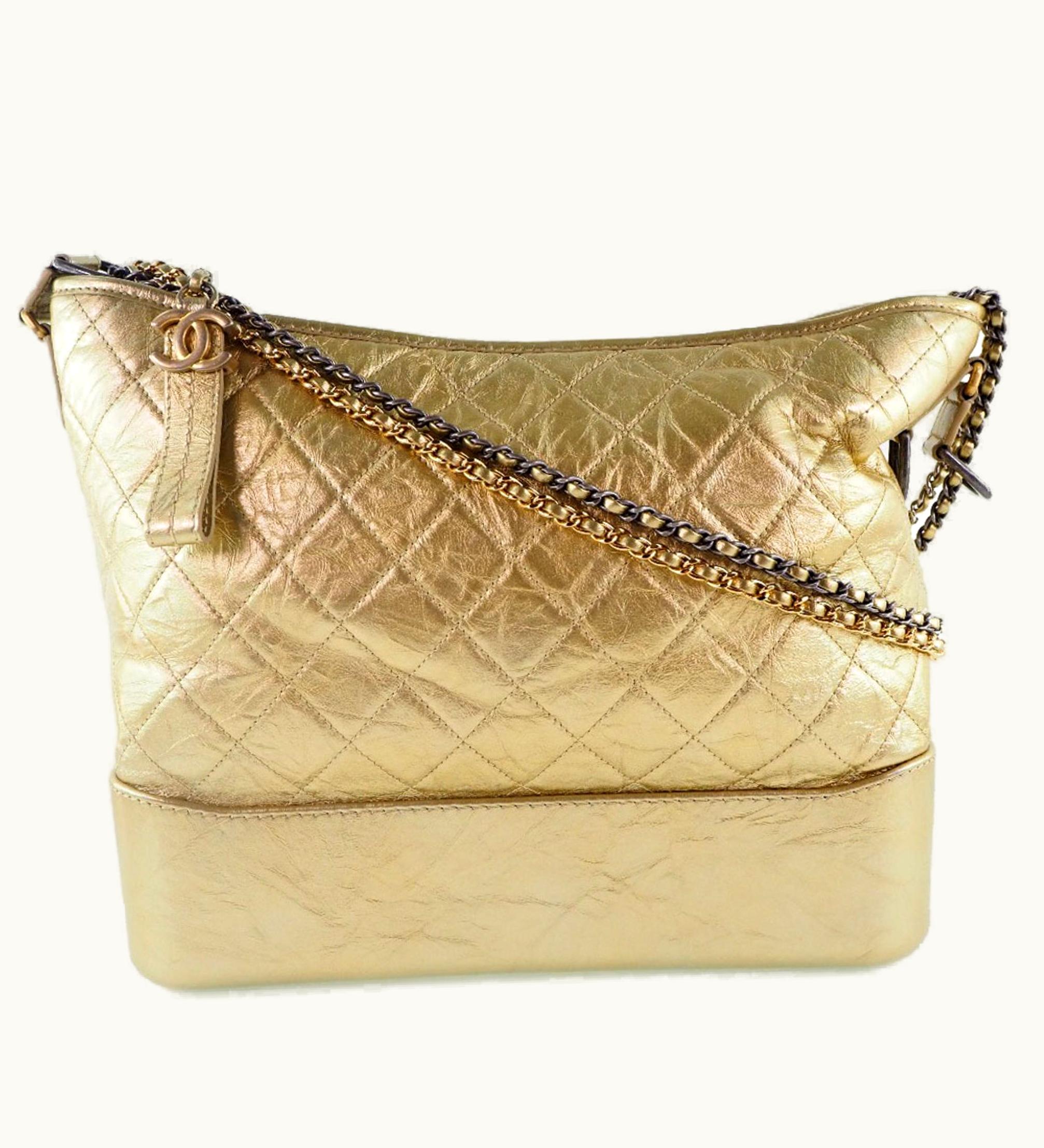 Chanel Chanel Gabrielle De Hobo Bag Cocomark A93824 Calf Gold Women's Shoulder