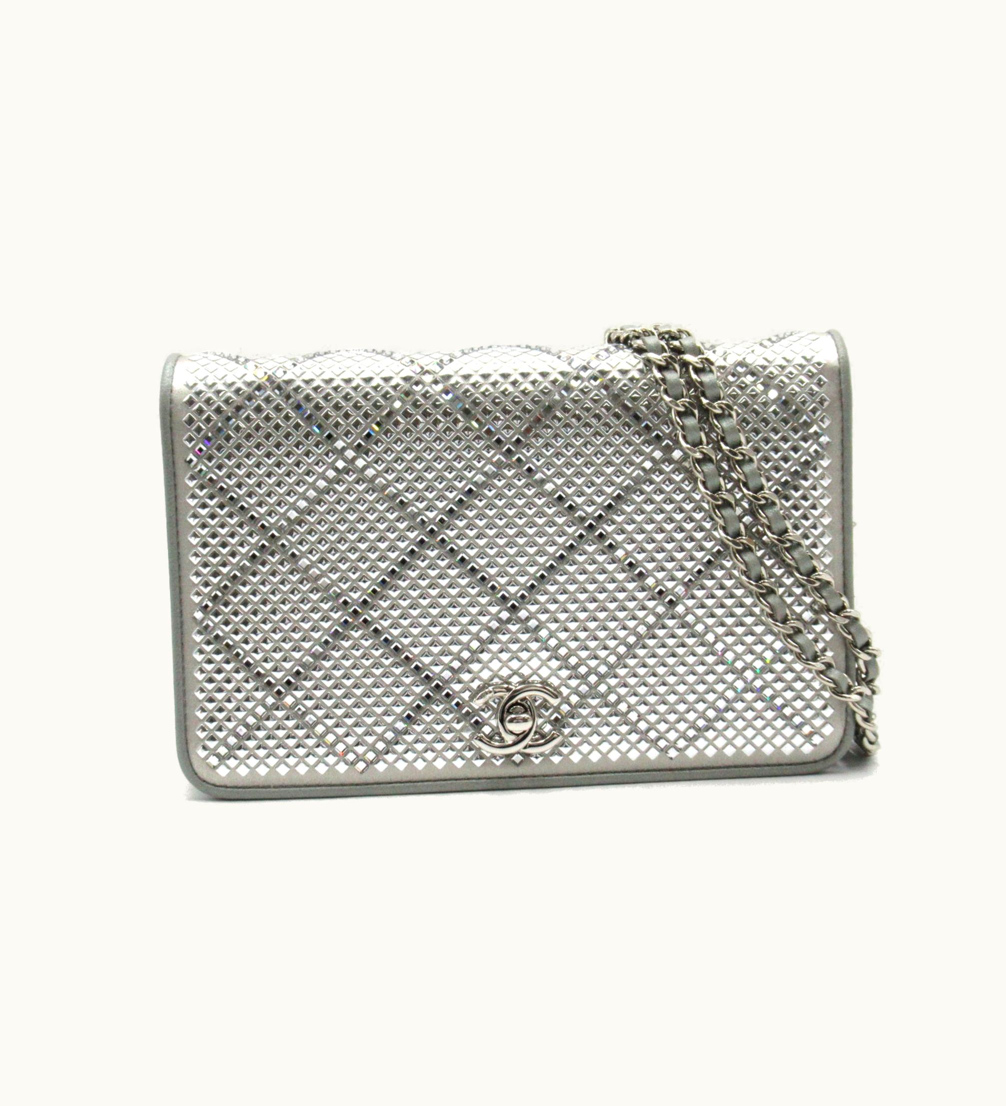 Chanel Chanel Matelasse Chain Wallet Silver Lambskin [Sheep Leather] Strath Ap2853
