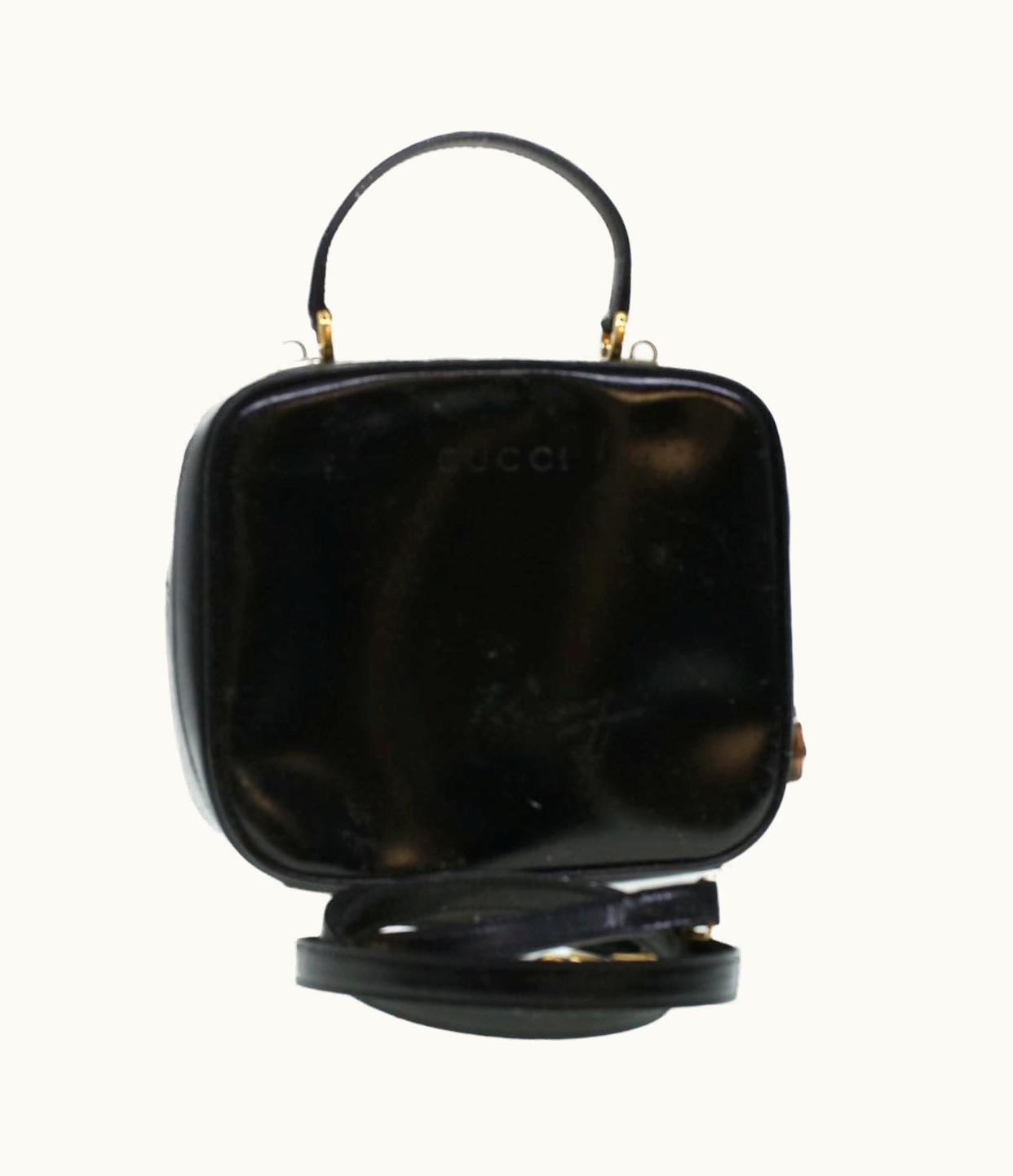 Gucci Gucci Vanity Cosmetic Pouch Enamel 2Way Black