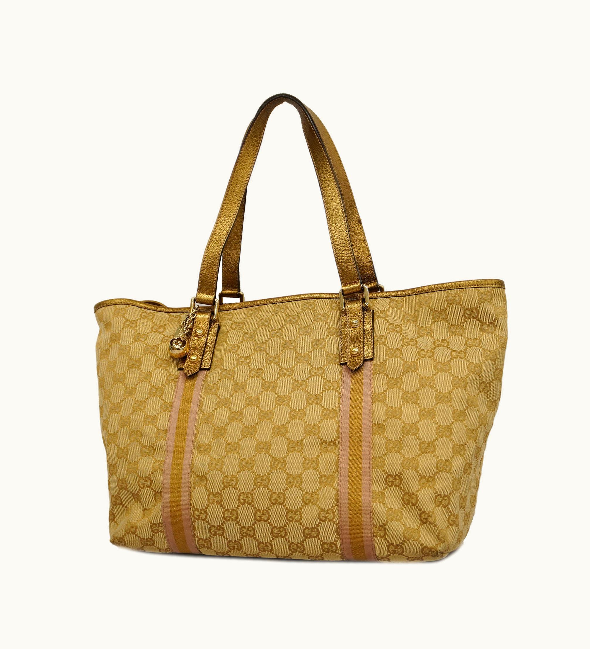 Gucci Gucci Tote Bag 139260 Women's GG Canvas Beige, Gold