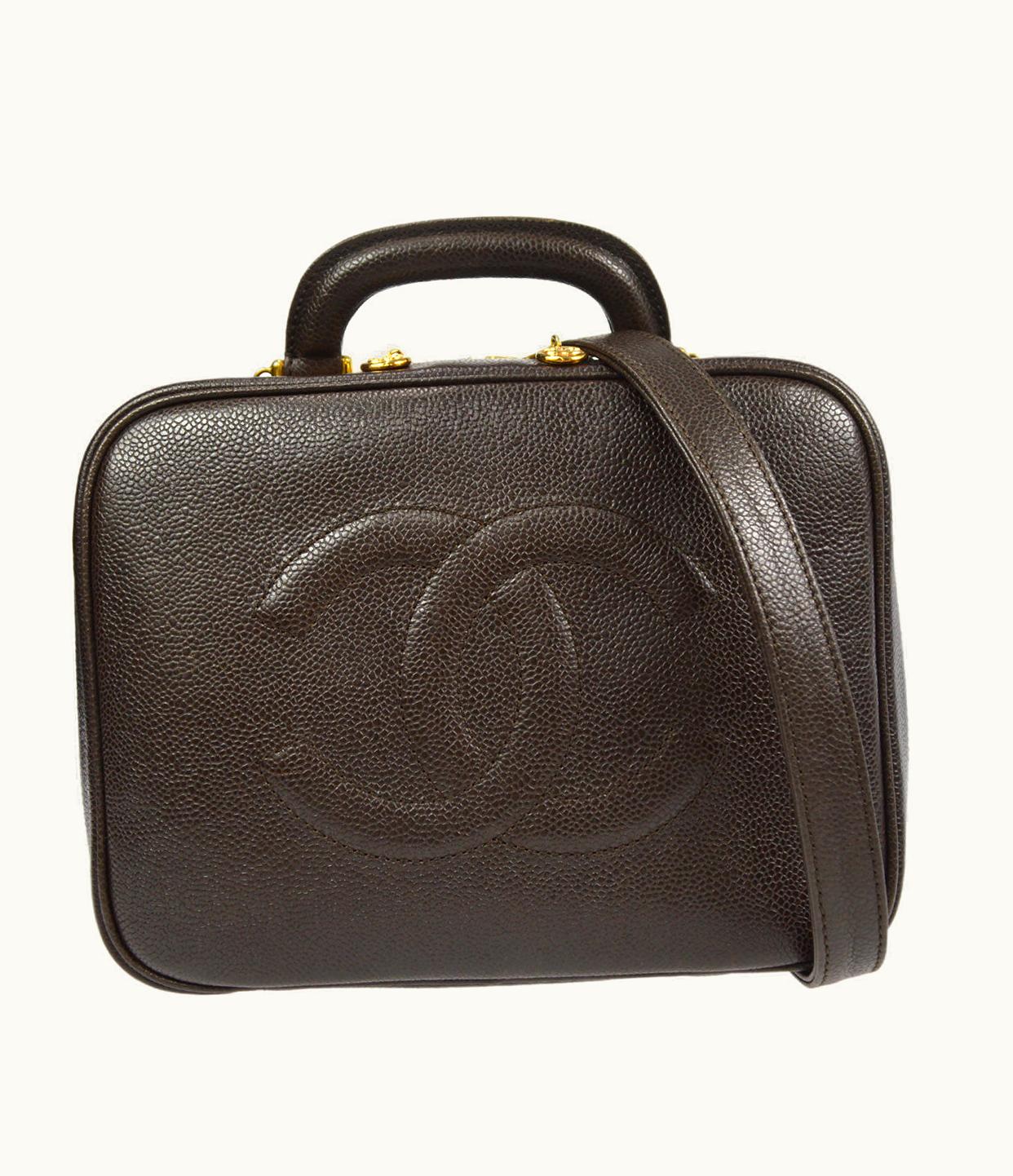 Chanel Chanel 2Way Cosmetic Vanity Handbag Brown Caviar 87980