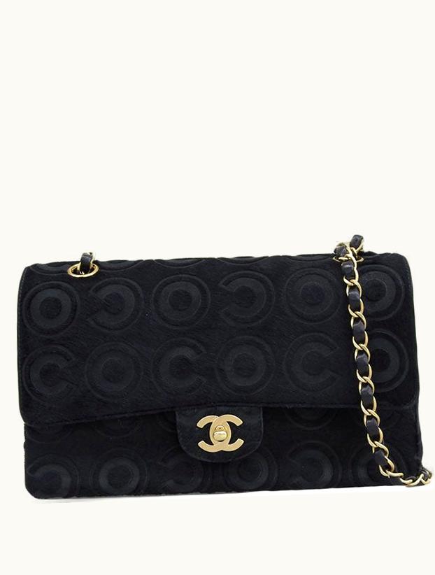 Chanel Chanel Around 2000 Made Unborn Calf Classic Flap Chain Bag 25Cm Black