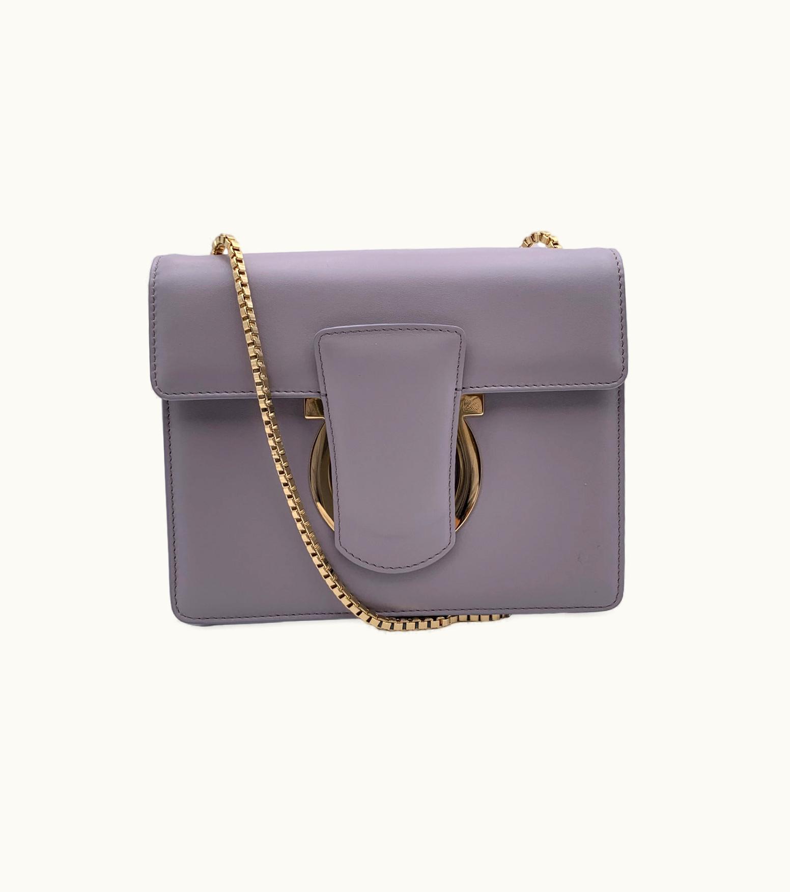 Salvatore Ferragamo Salvatore Ferragamo Grey Leather Thalia Box Shoulder Bag