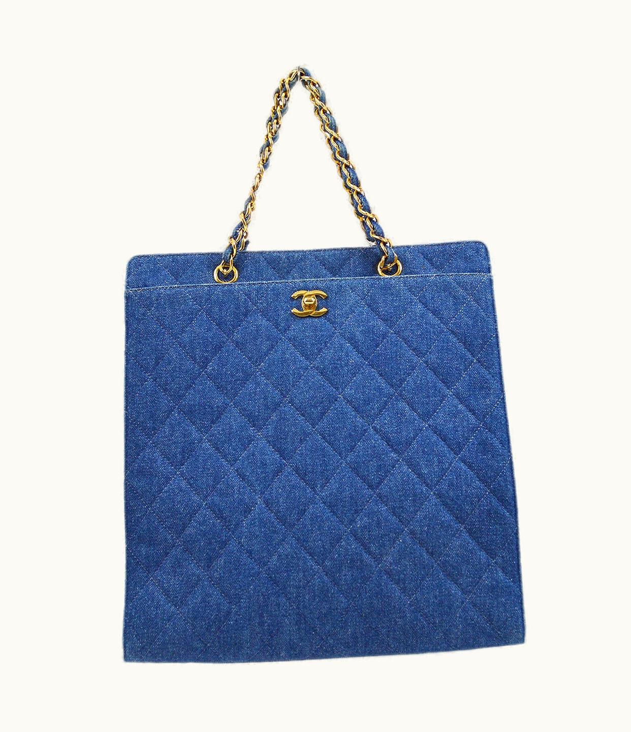 Chanel Chanel 1997-1999 Chain Hand Tote Bag Indigo Denim Ak25810J