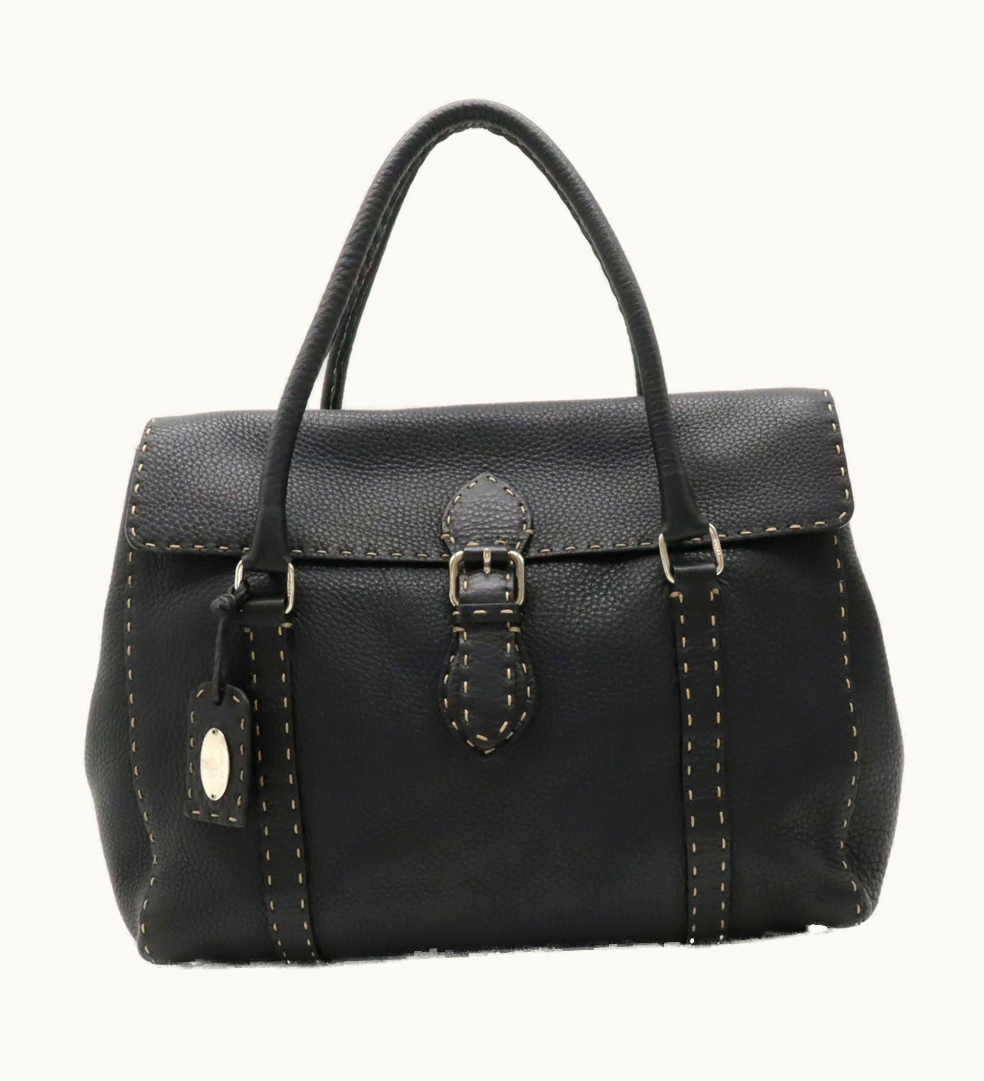 Fendi Fendi Selleria Tote Bag Shoulder Leather Black 8Br388