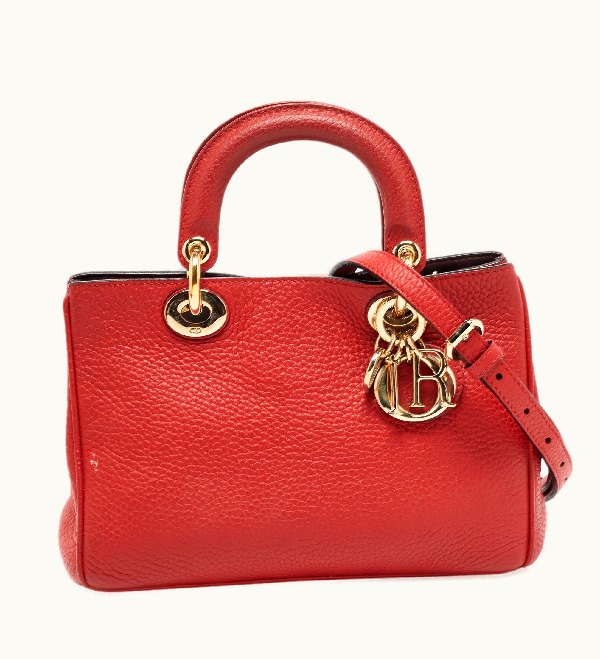 Dior Dior Red Grained Leather Mini Issimo Tote