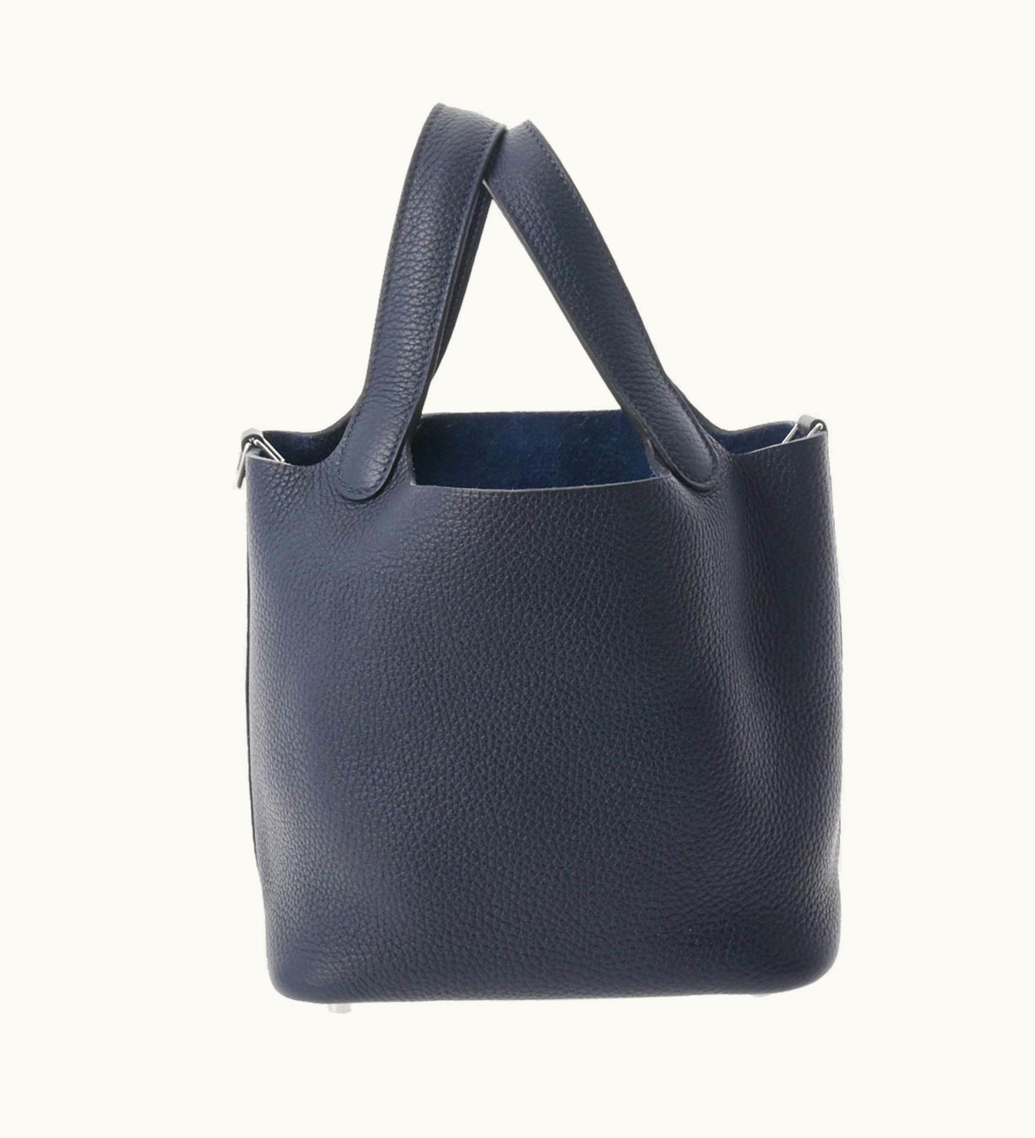 Hermès Hermès Picotin Lock PM Bleu Nuit U Engraved Taurillon Clemence Handbag