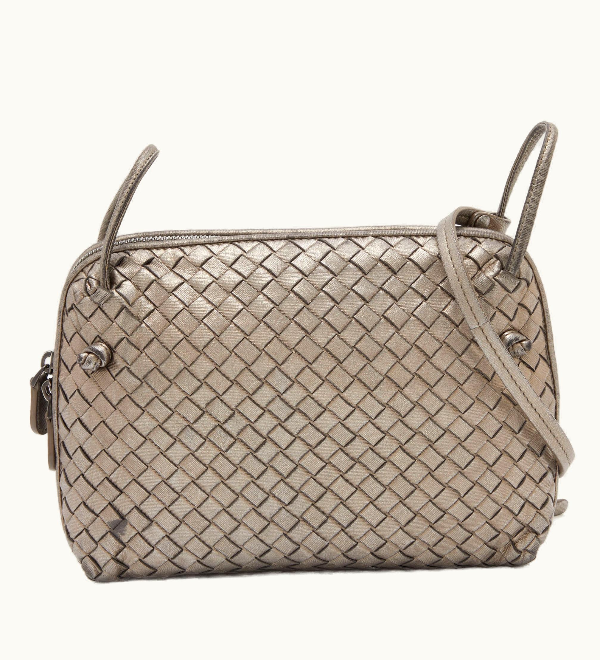Bottega Veneta Bottega Veneta Metallic Intrecciato Leather Nodini Crossbody Bag